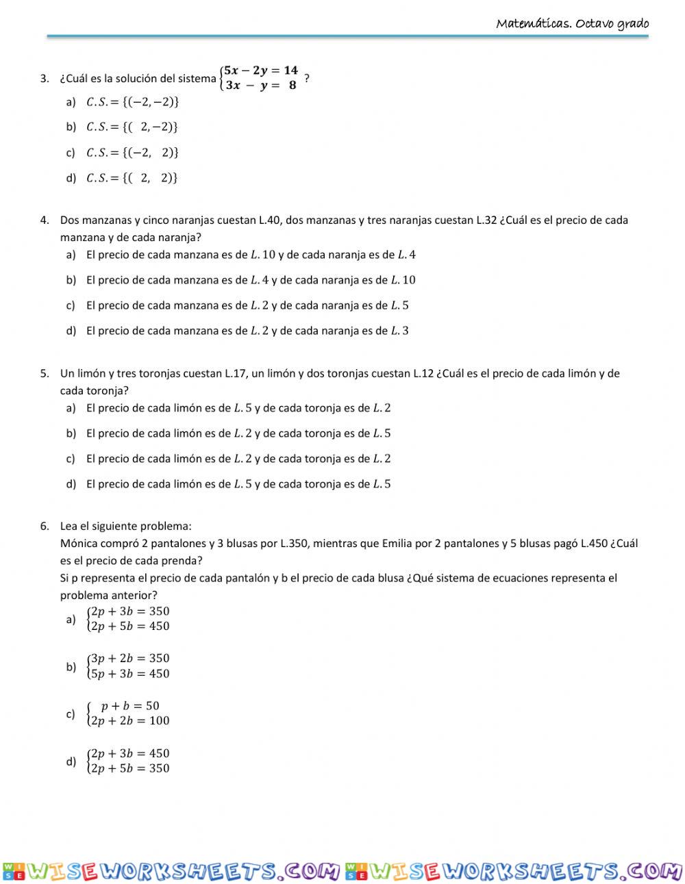 Sistema  de Ecuaciones Lineales