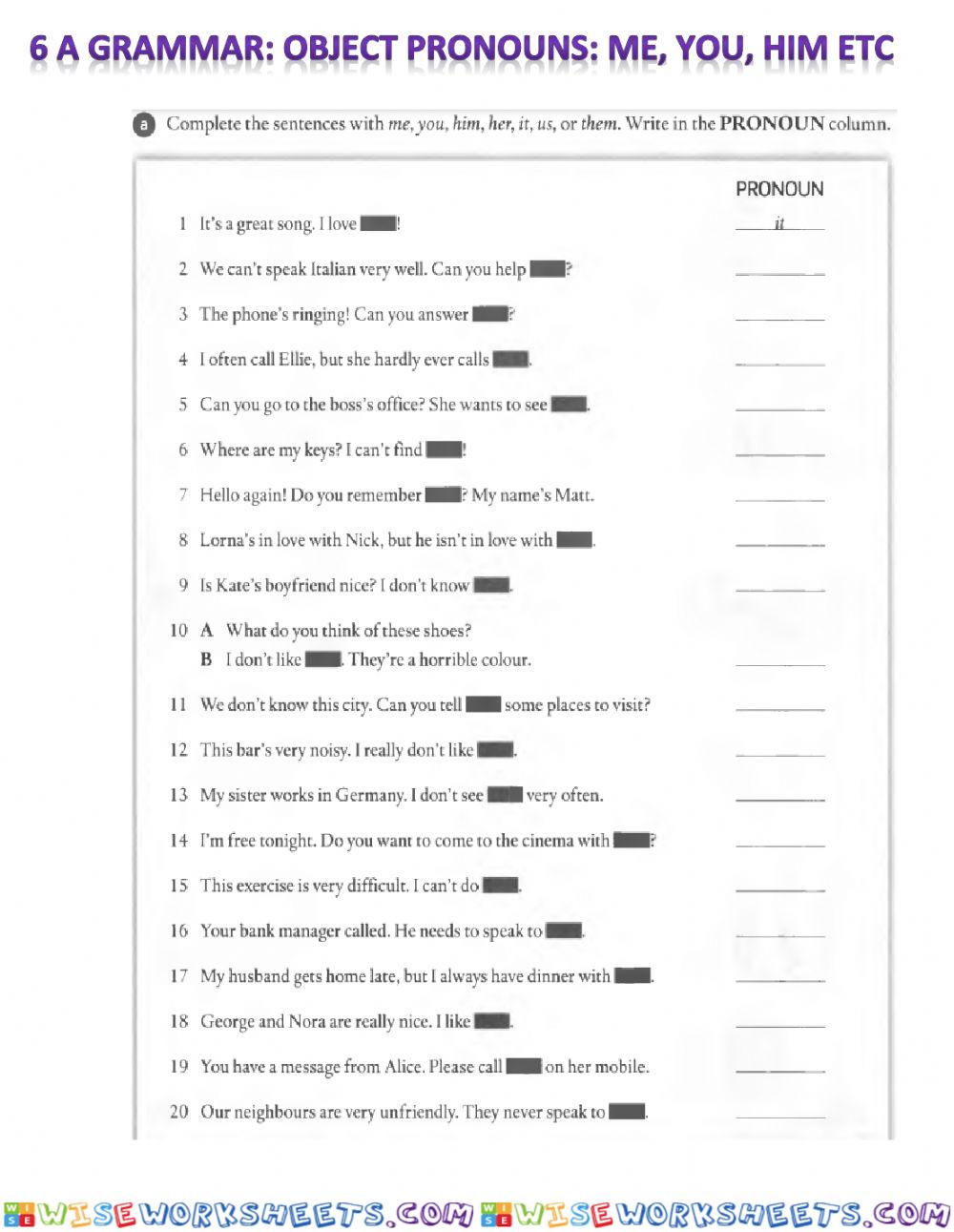 Object pronouns