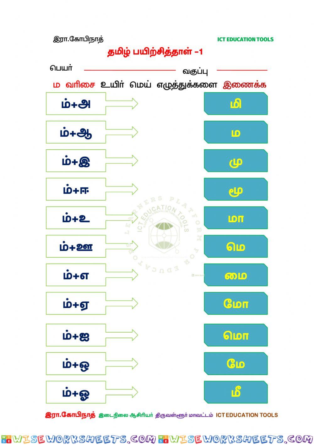 Ict education tools tamil worksheet 12