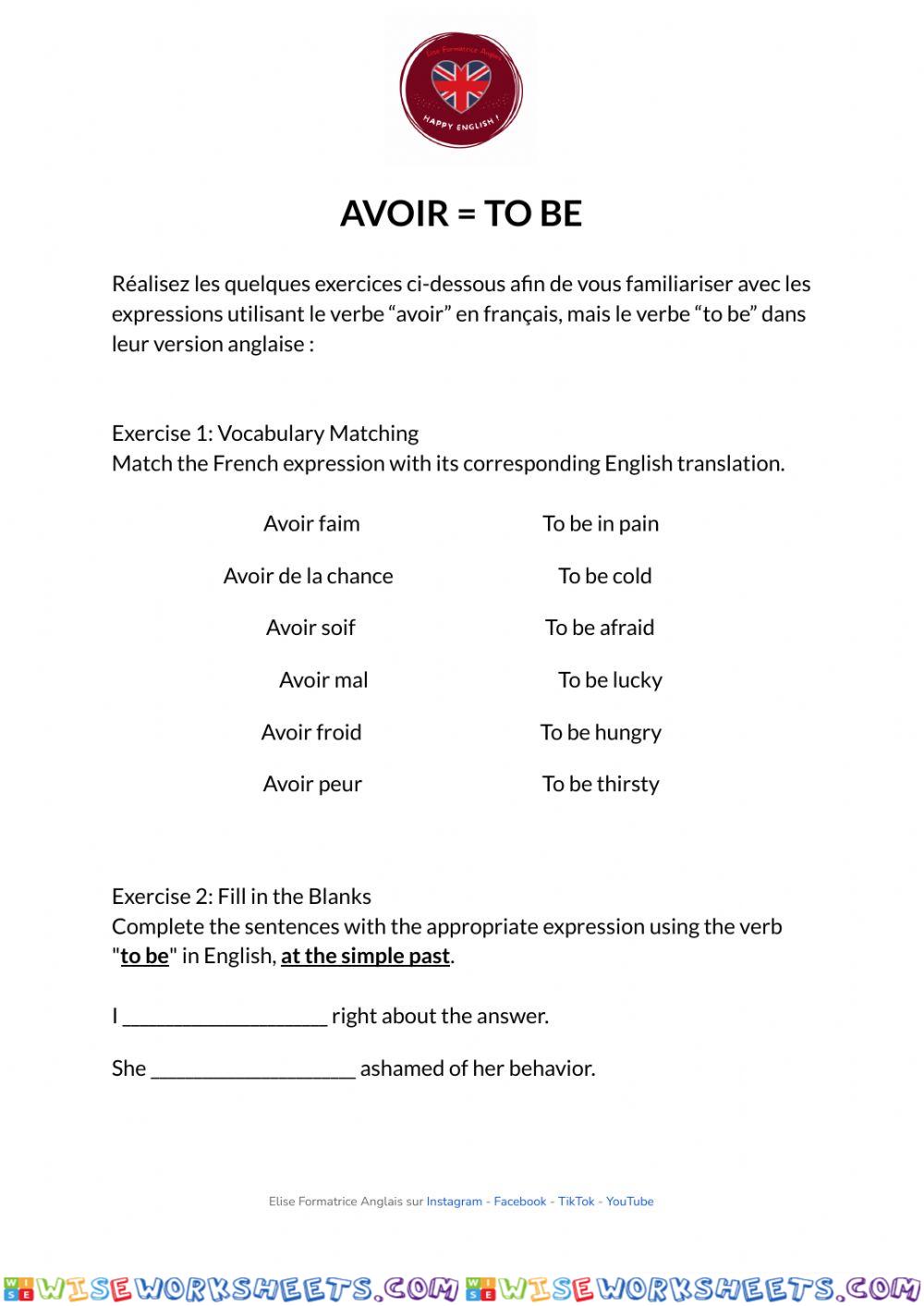 Avoir - to be