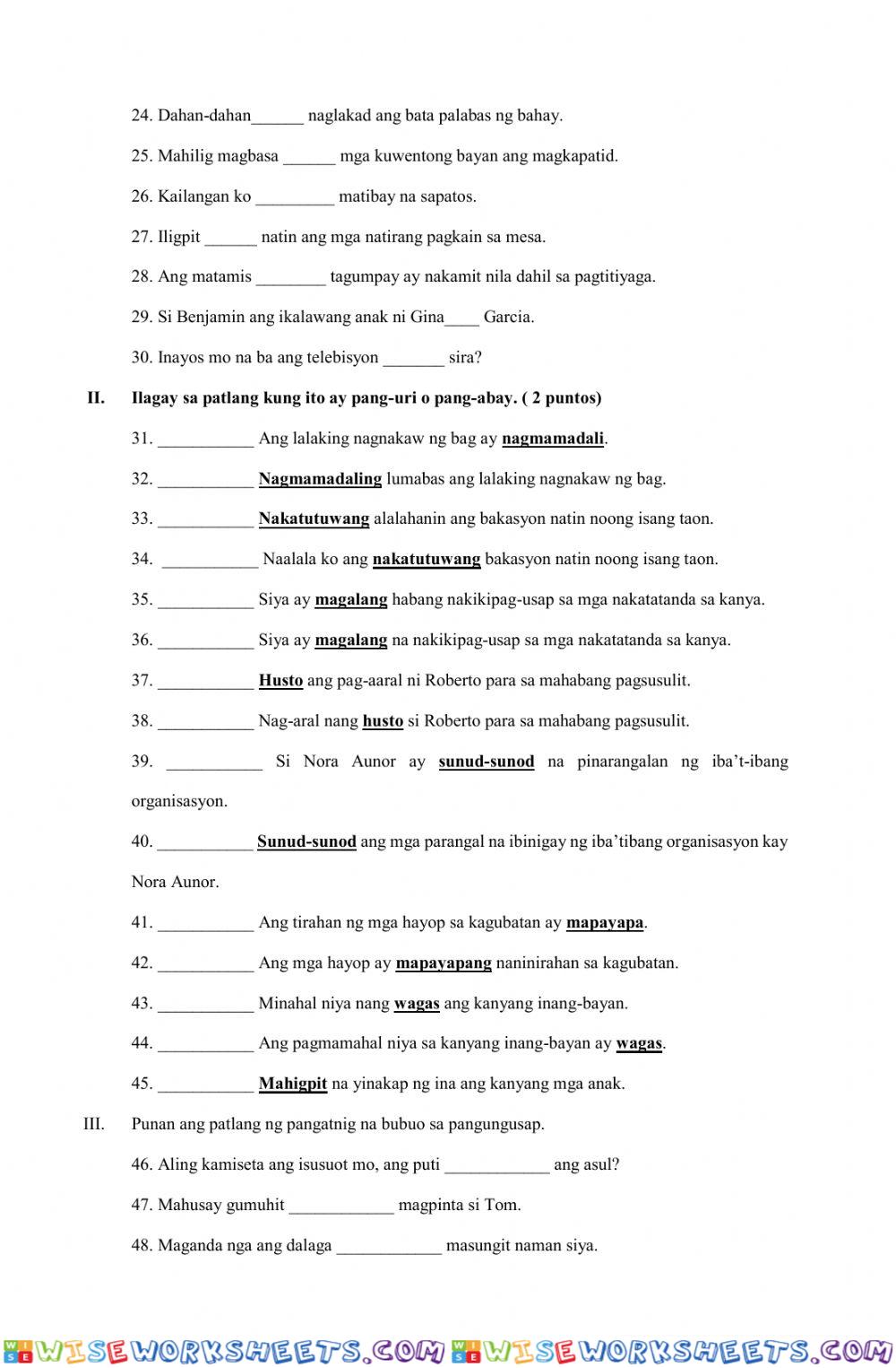 worksheet