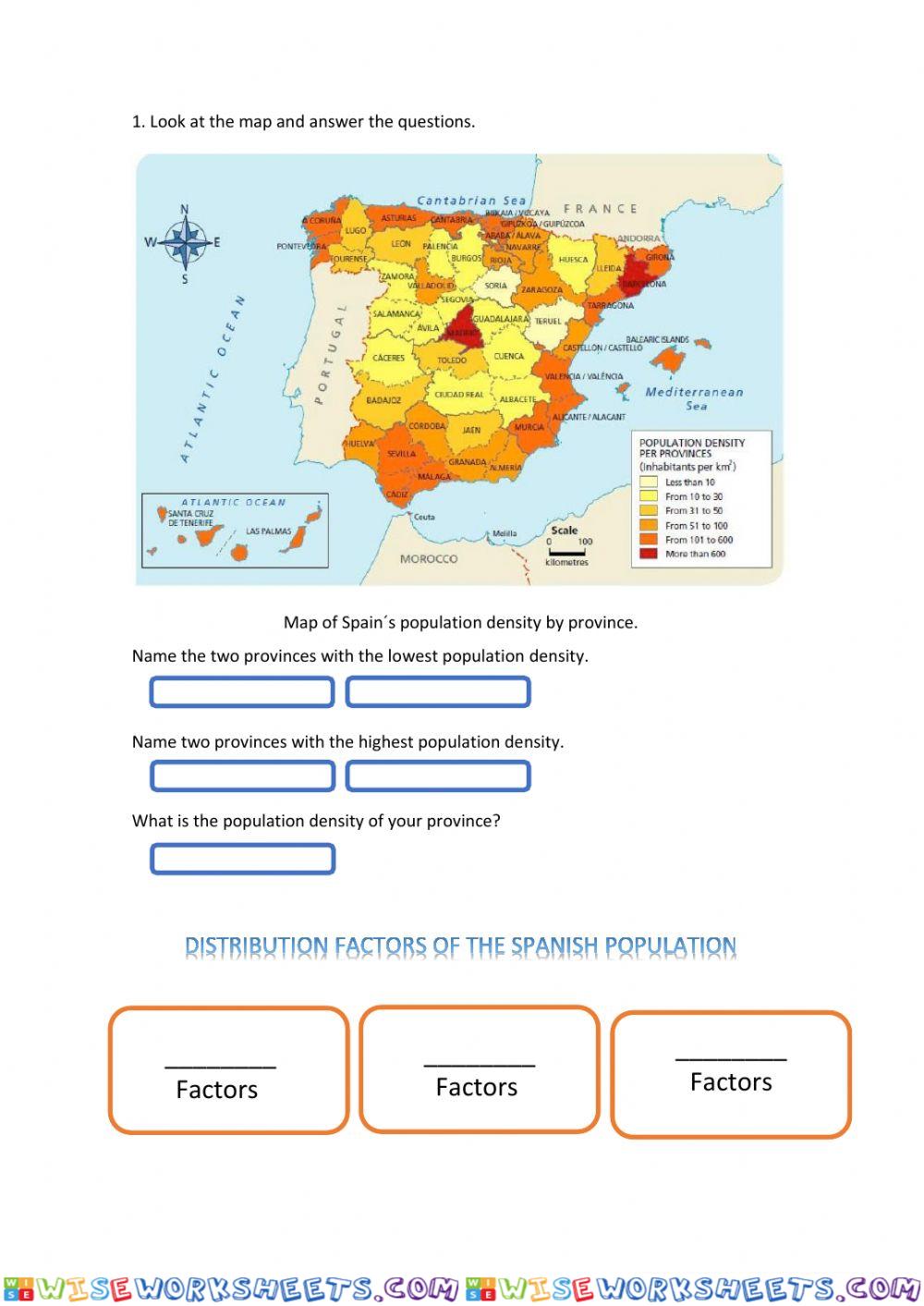 Populaton of Spain and factors