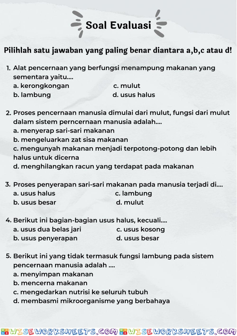 worksheet