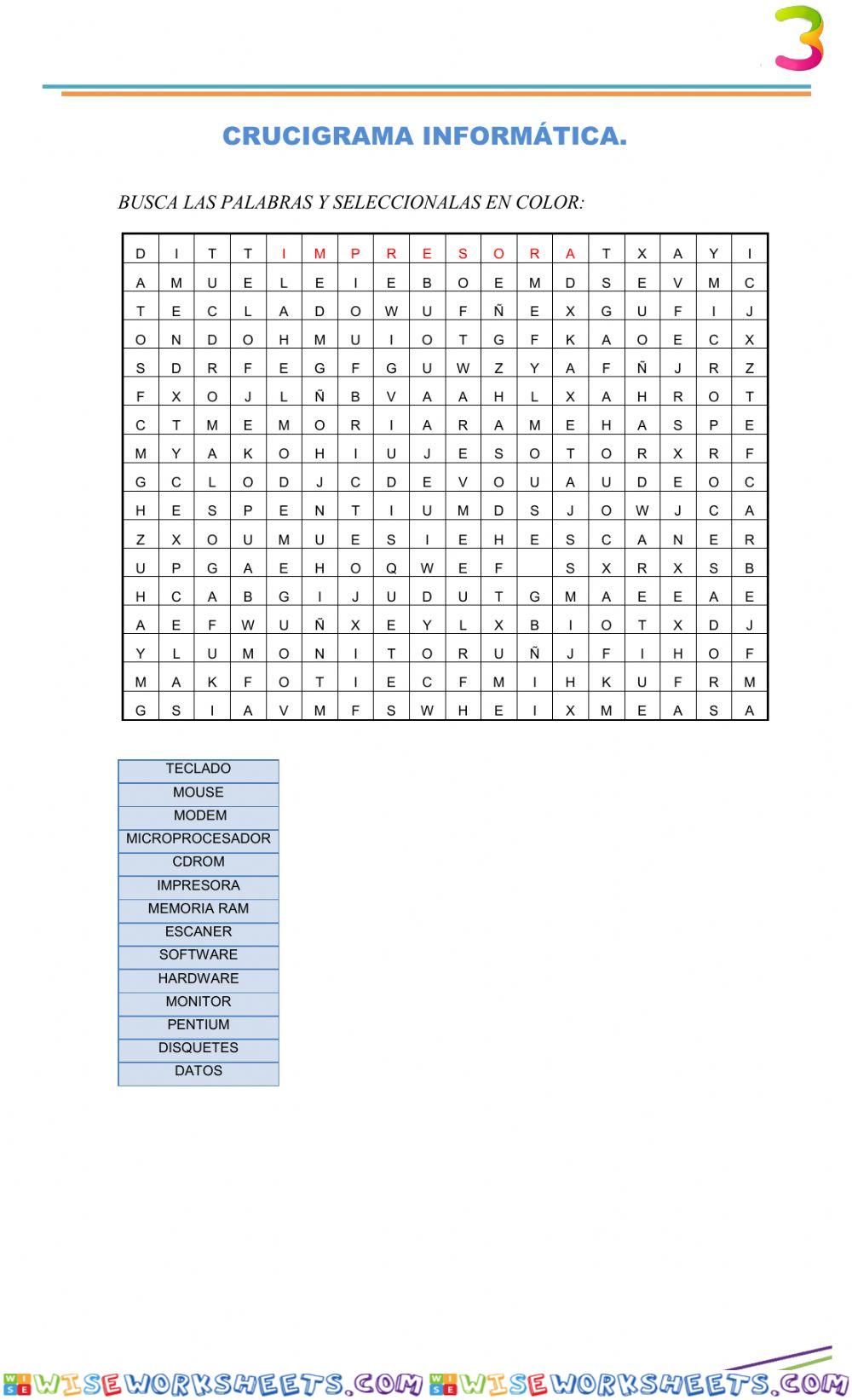 Sopa de Letras Computación