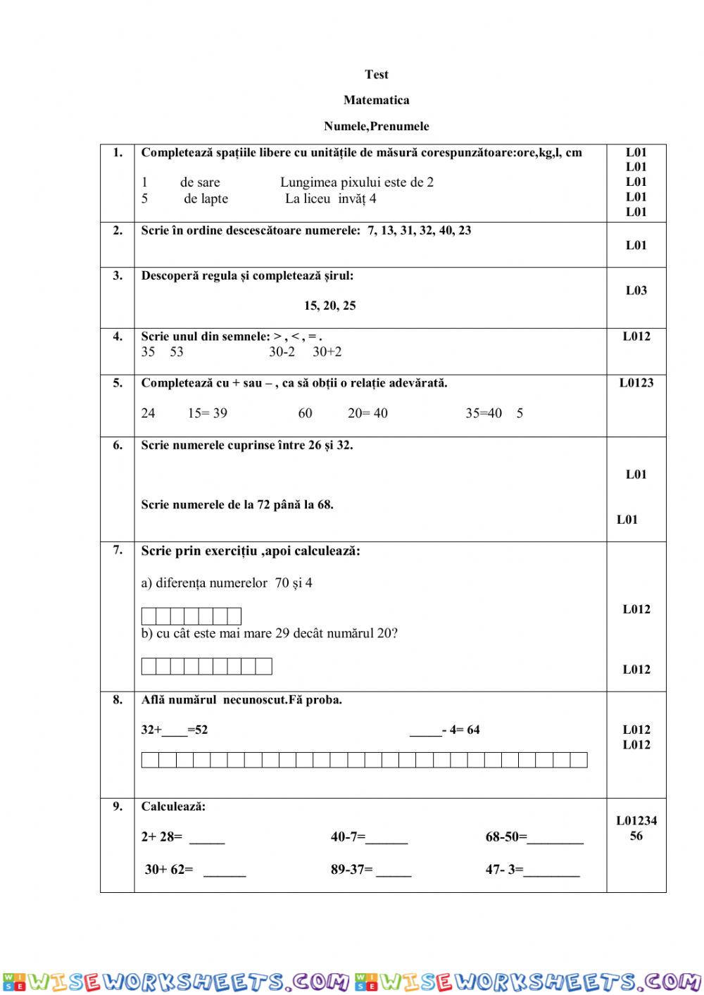 worksheet