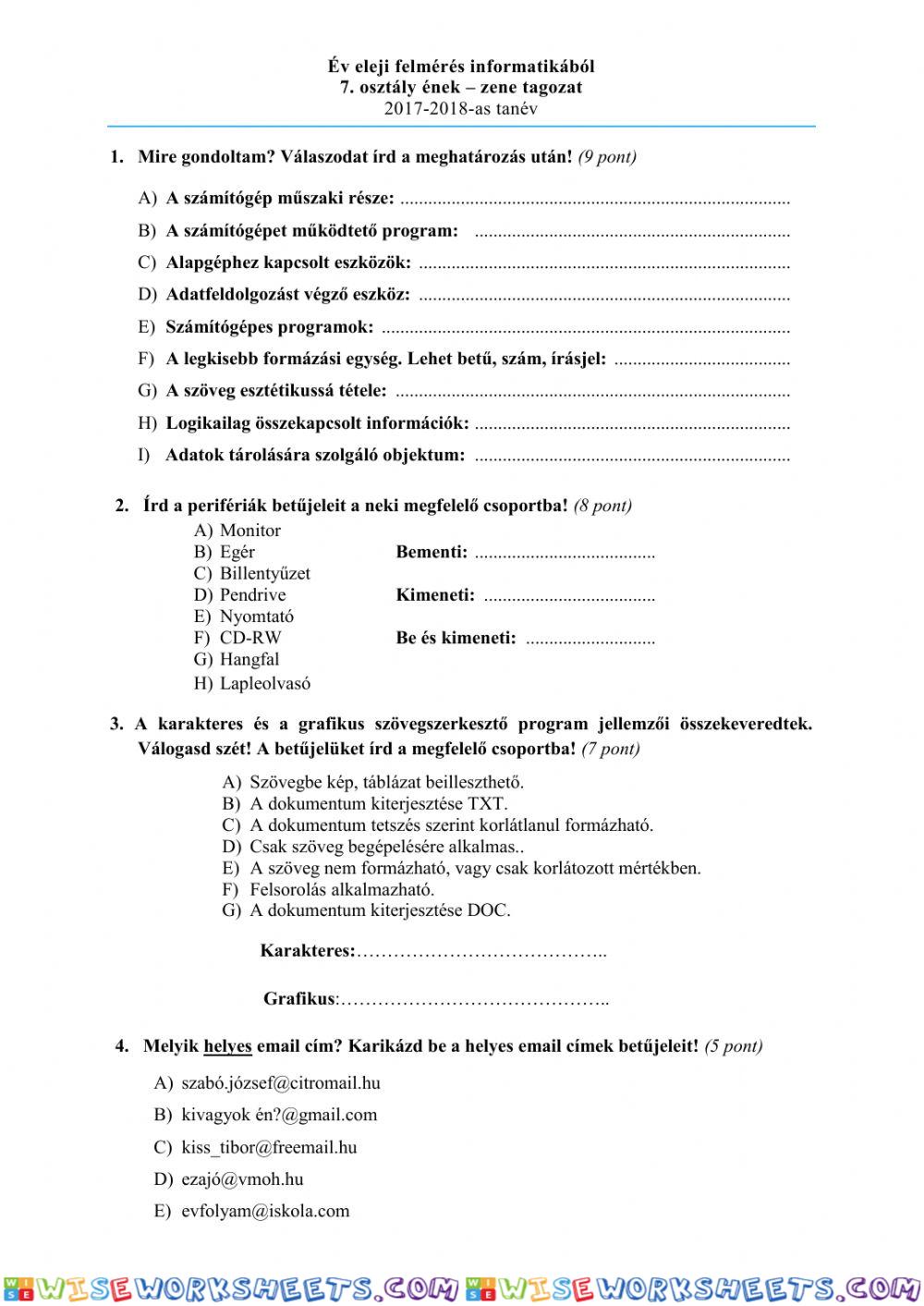 worksheet