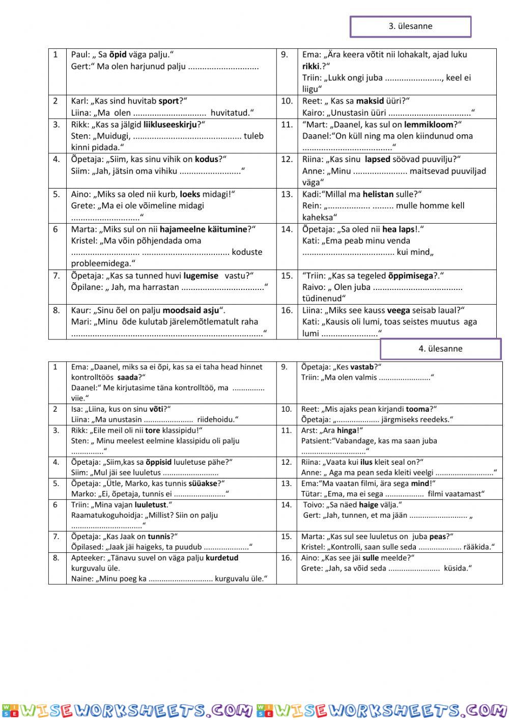 worksheet