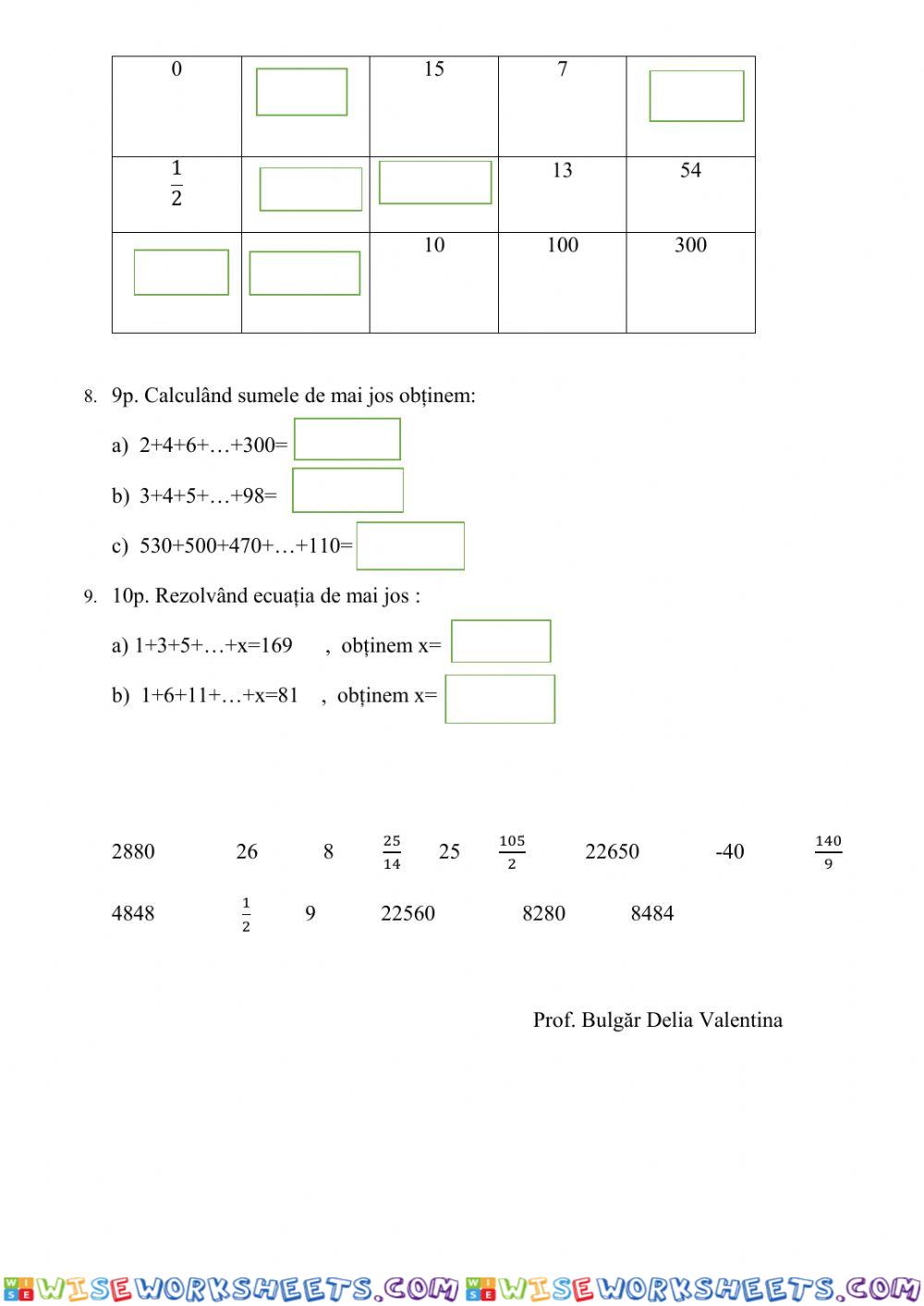 worksheet