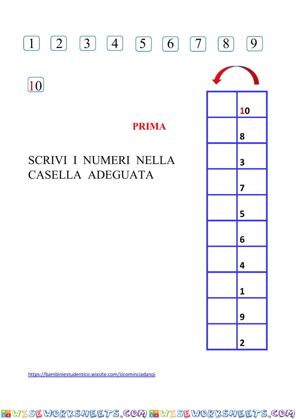 Numeri (0..10) : PRIMA DOPO