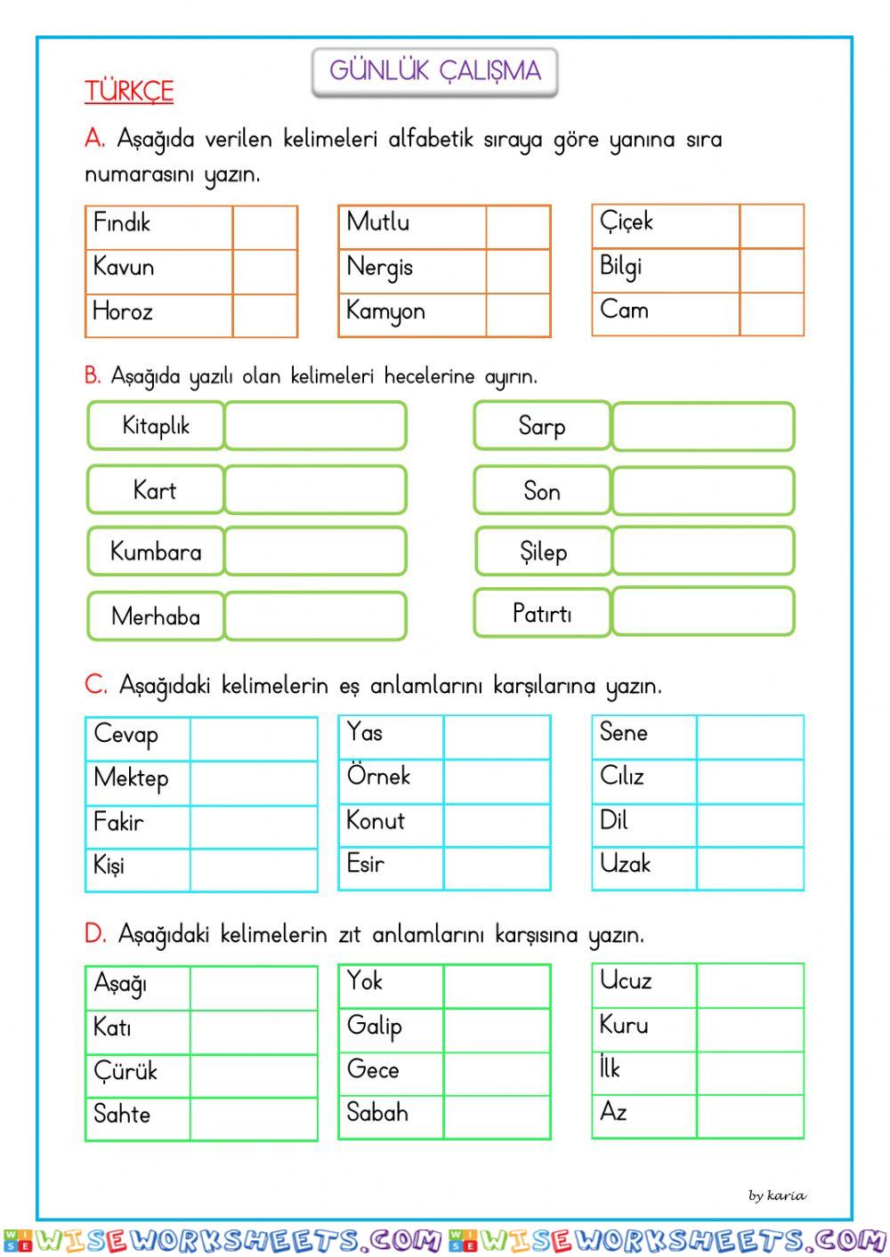 Günlük çalışma 25