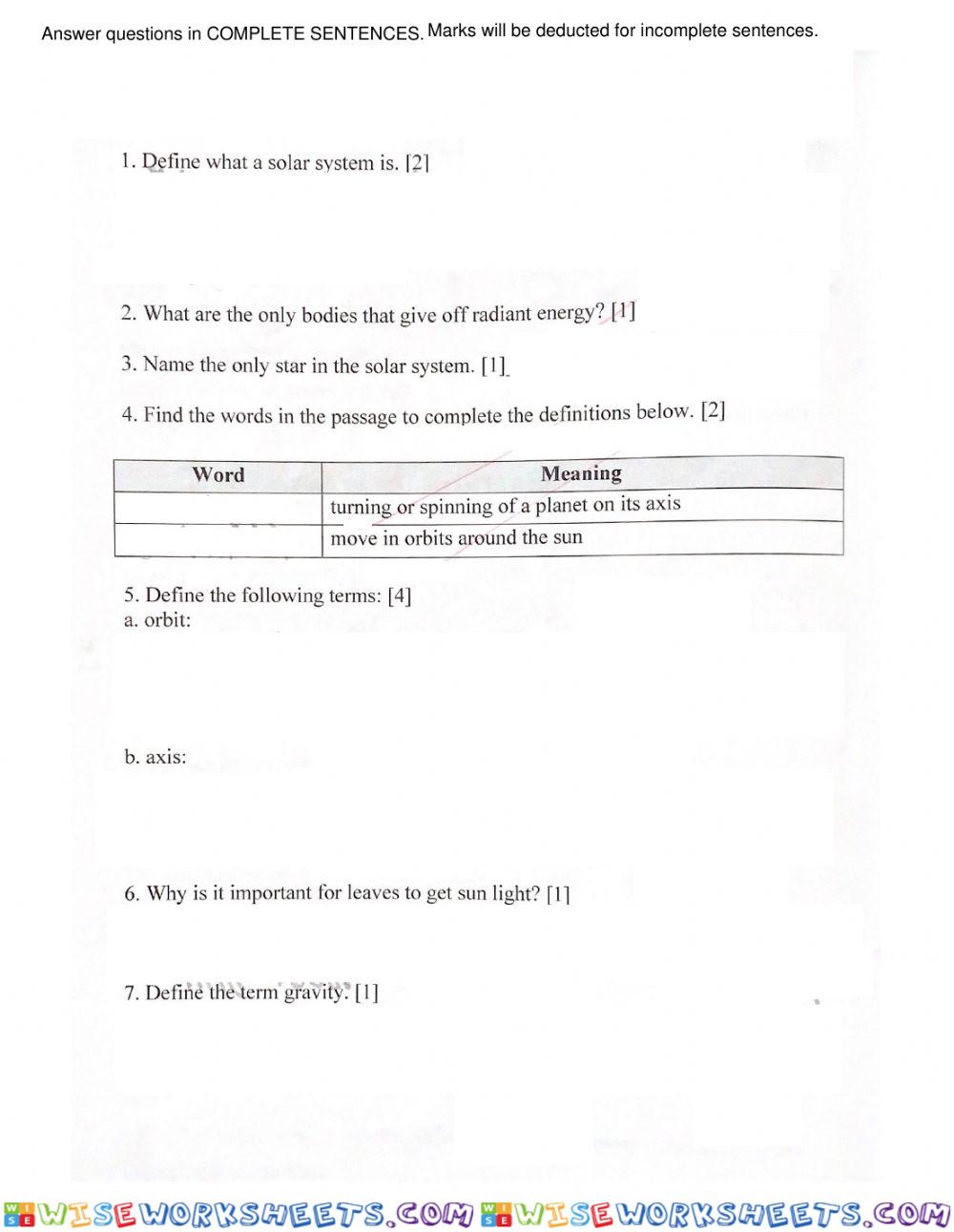 worksheet