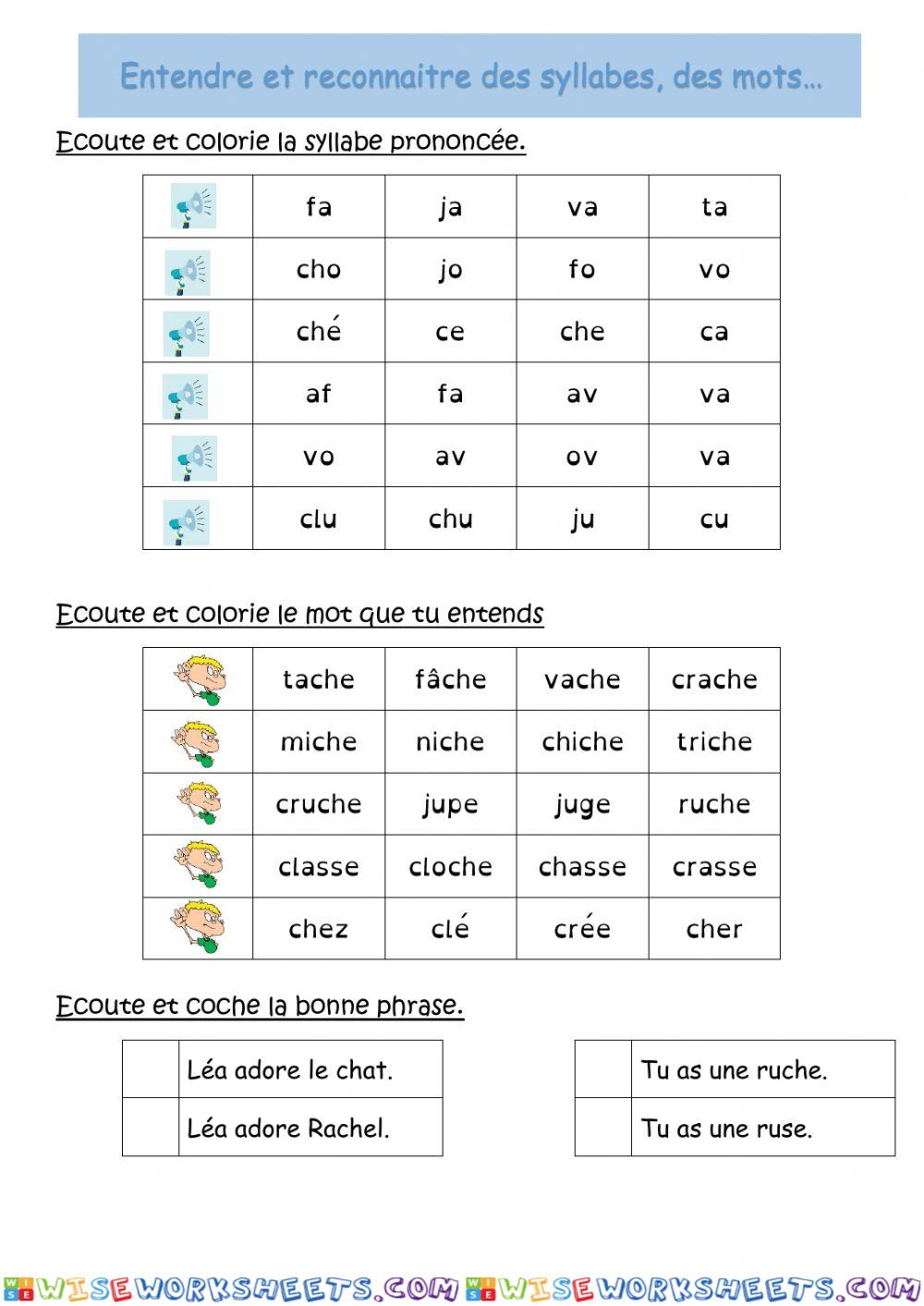 Entendre et reconnaitre des syllabes...