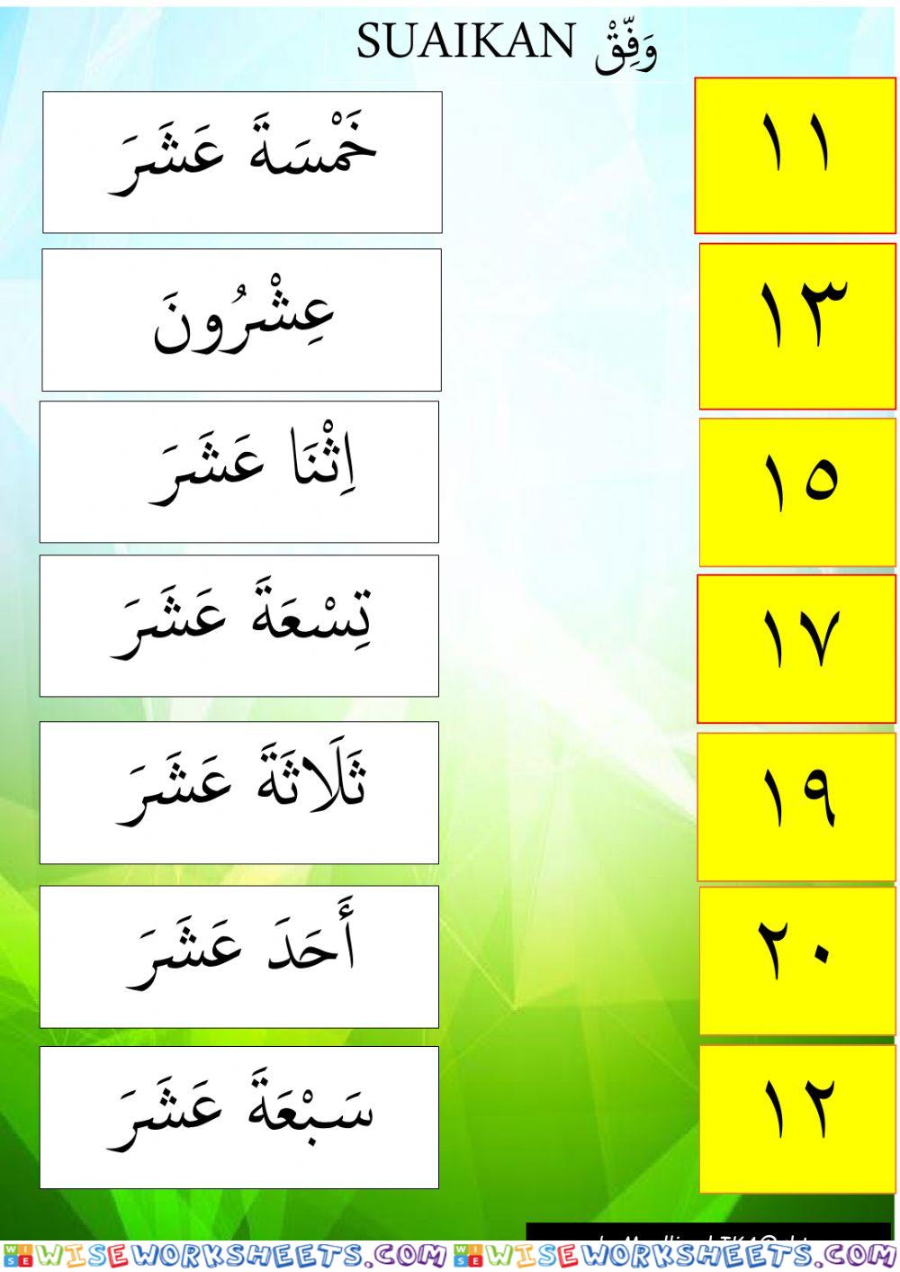 Nombor&bilangan bahasa arab thn 2