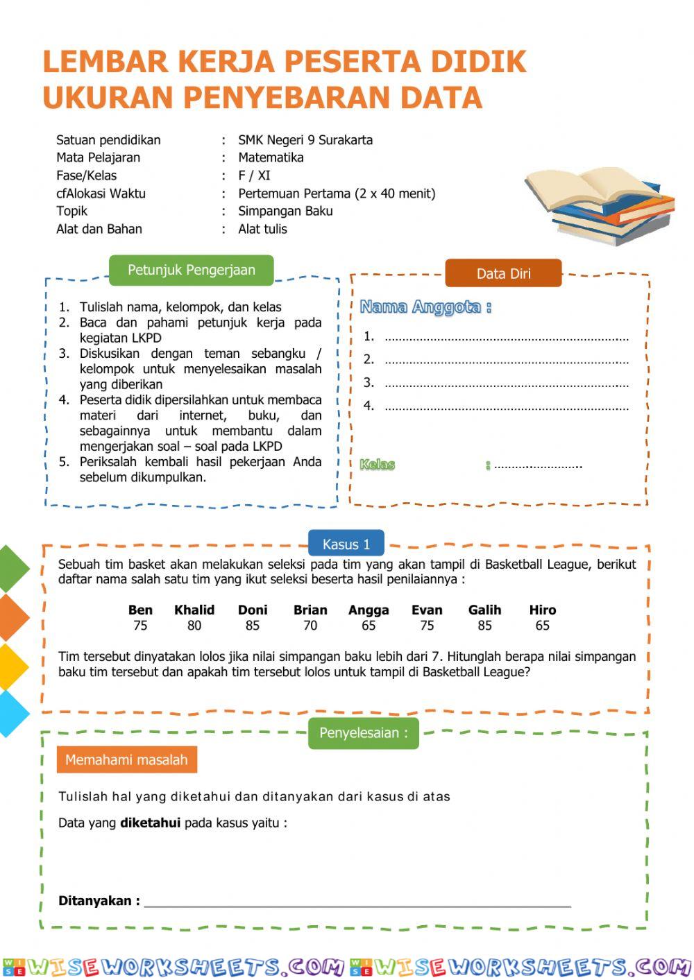 LKPD Ukuran Penyebaran Data (Simpangan)