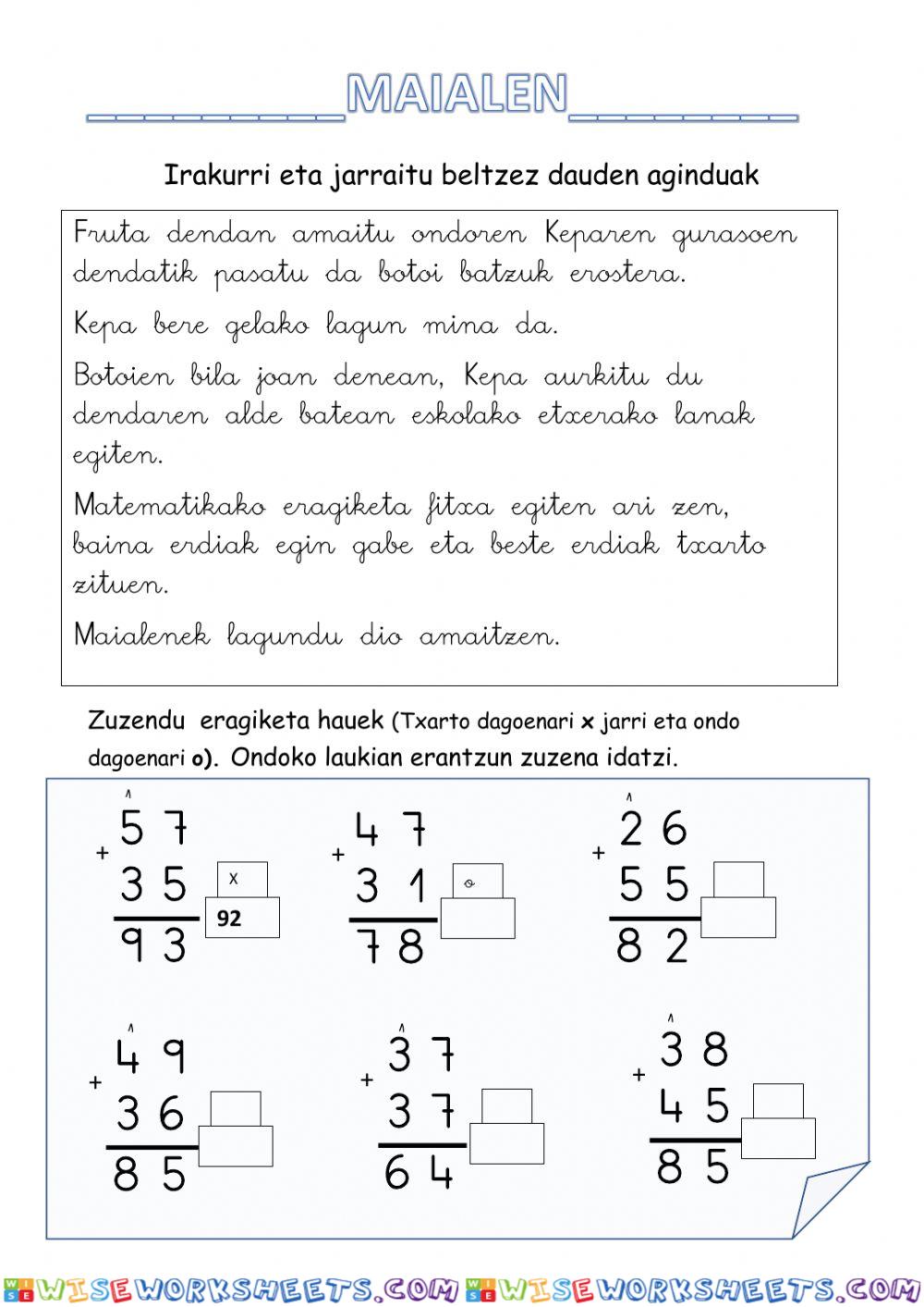 Maialen 3 - Matematikan laguntzen