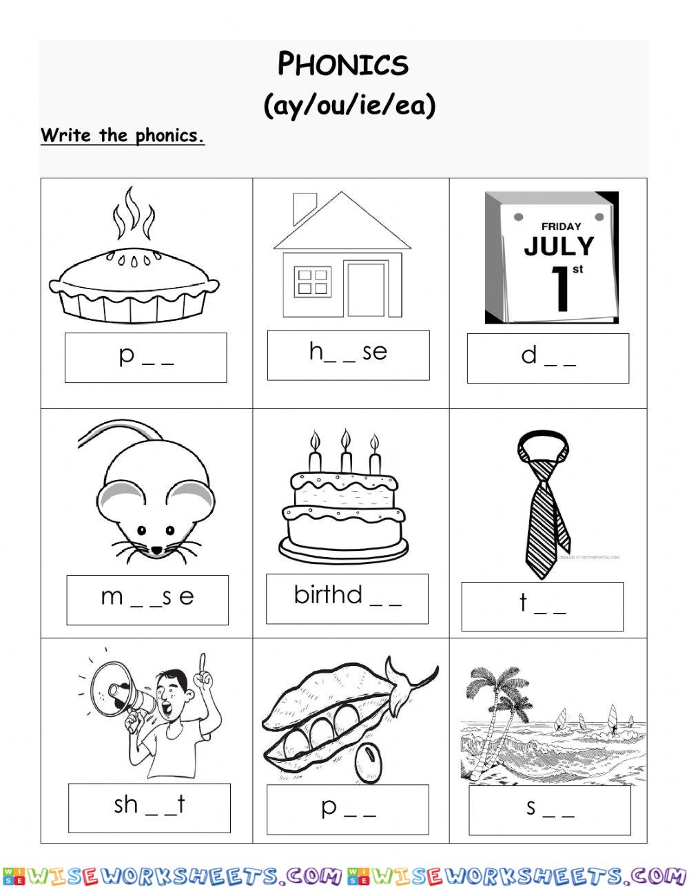 Phonics ay, ou, ie, ea