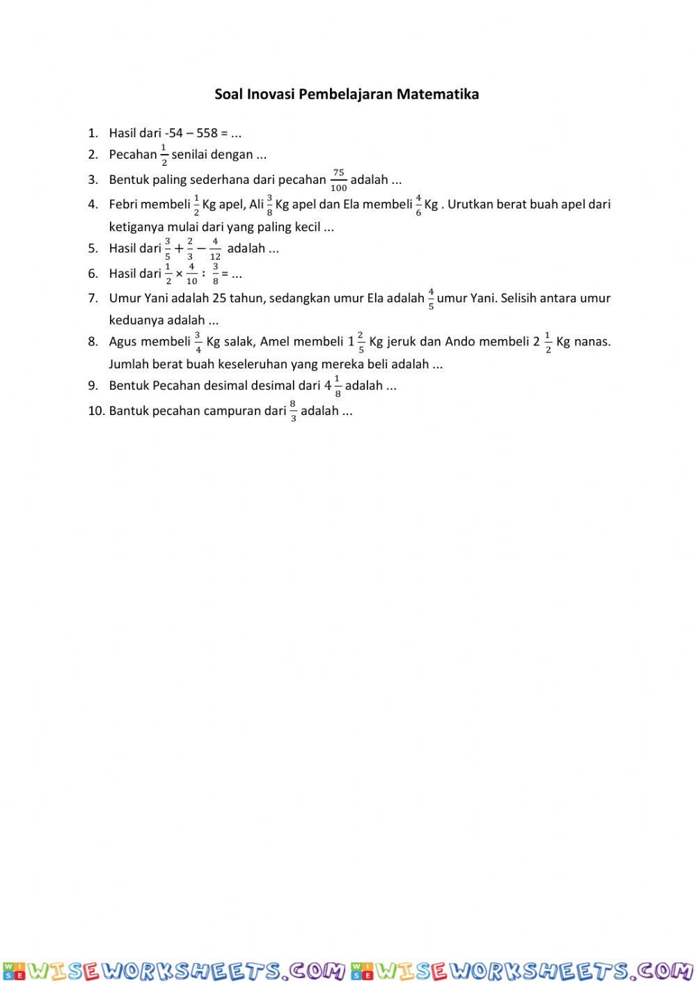 worksheet