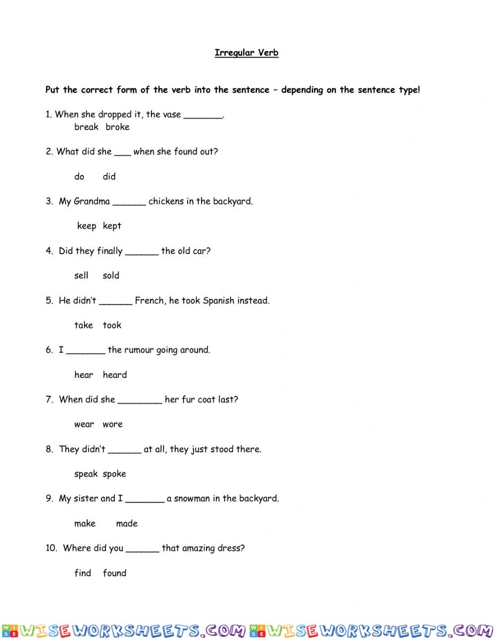 Irregular Past Simple Verbs