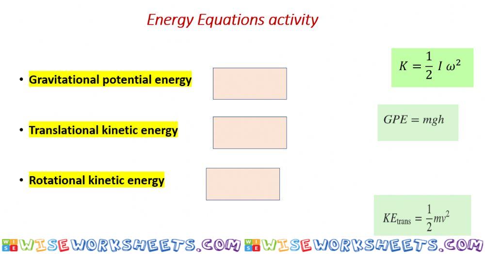 Energy equations