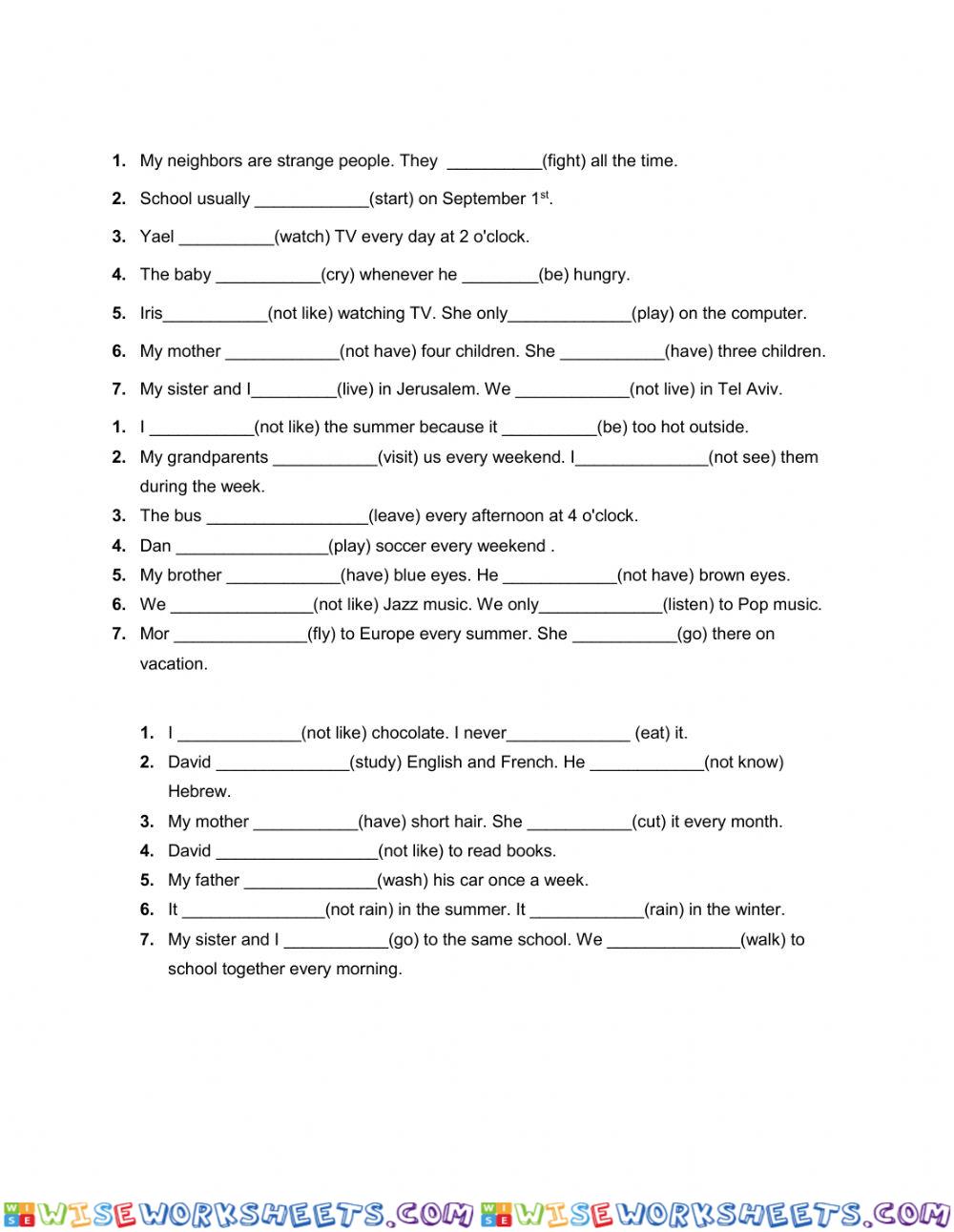 Present simple quiz
