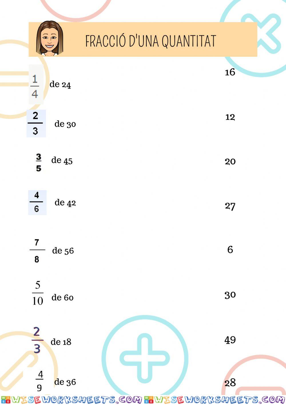 Fracció d'una quantitat