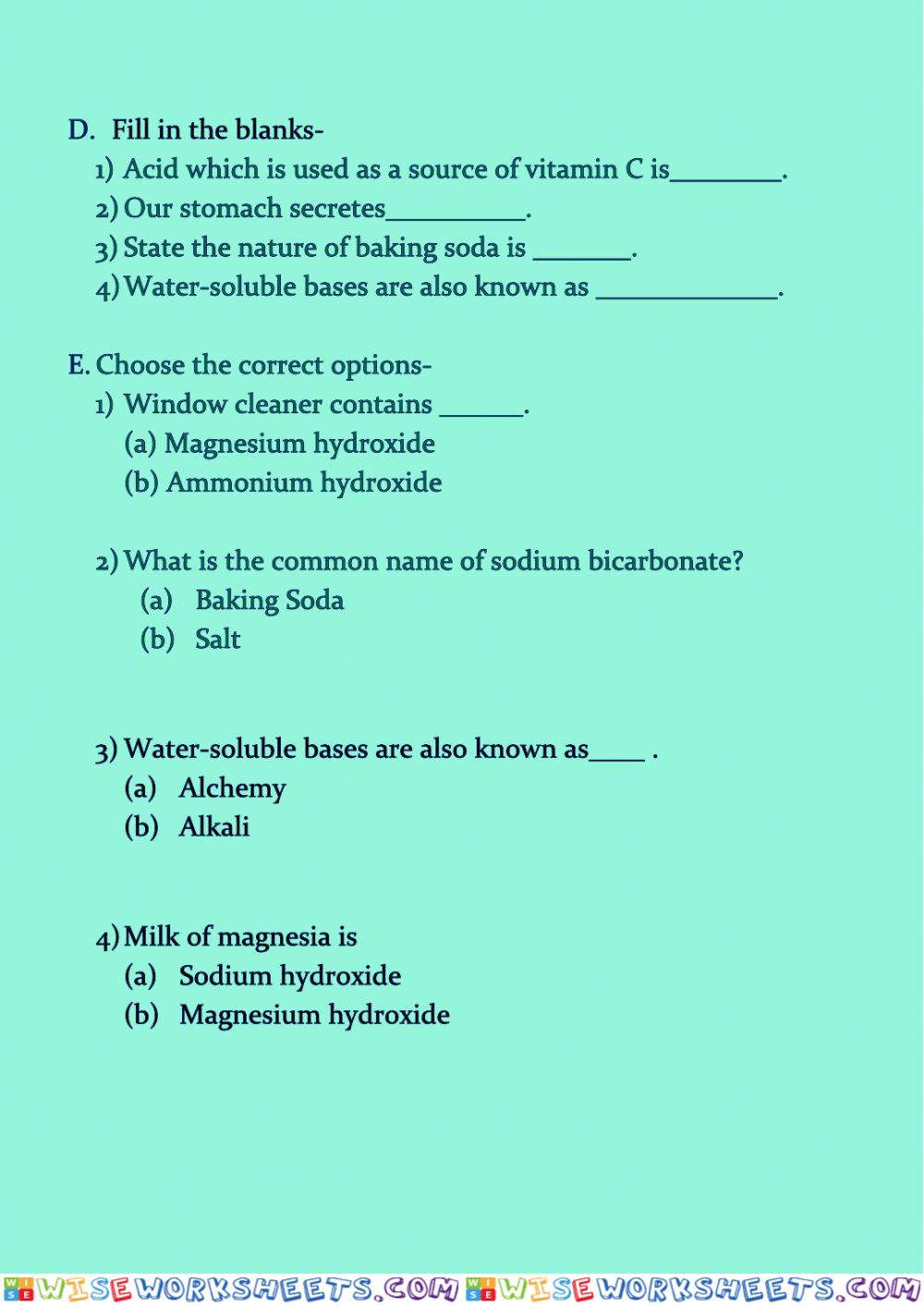 worksheet