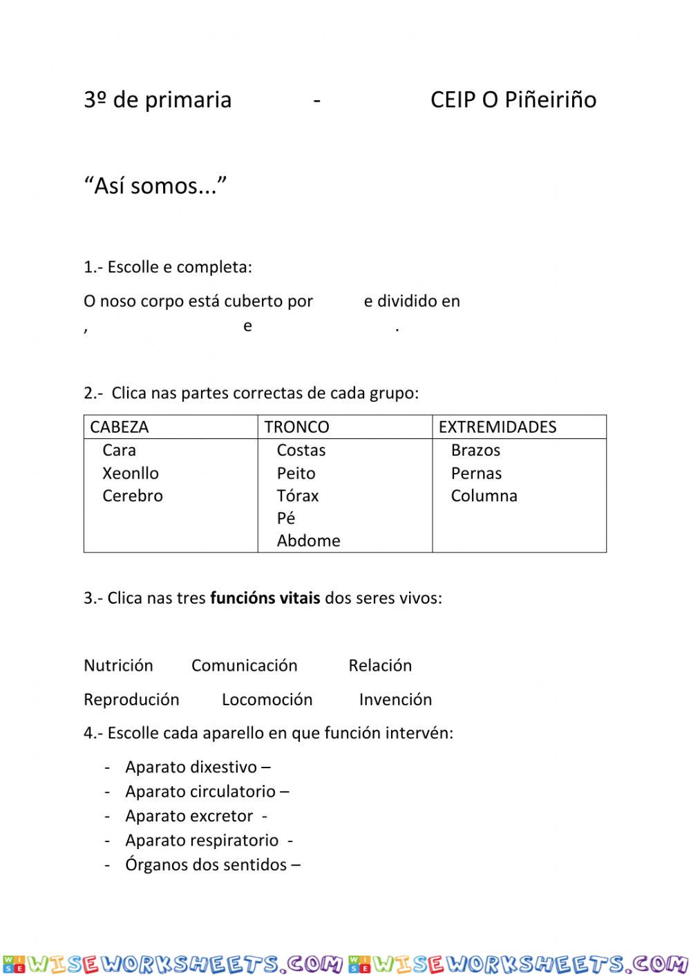 Funcións vitais do home e a muller