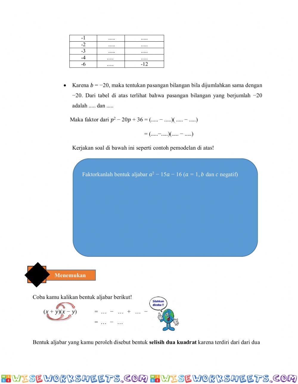 worksheet