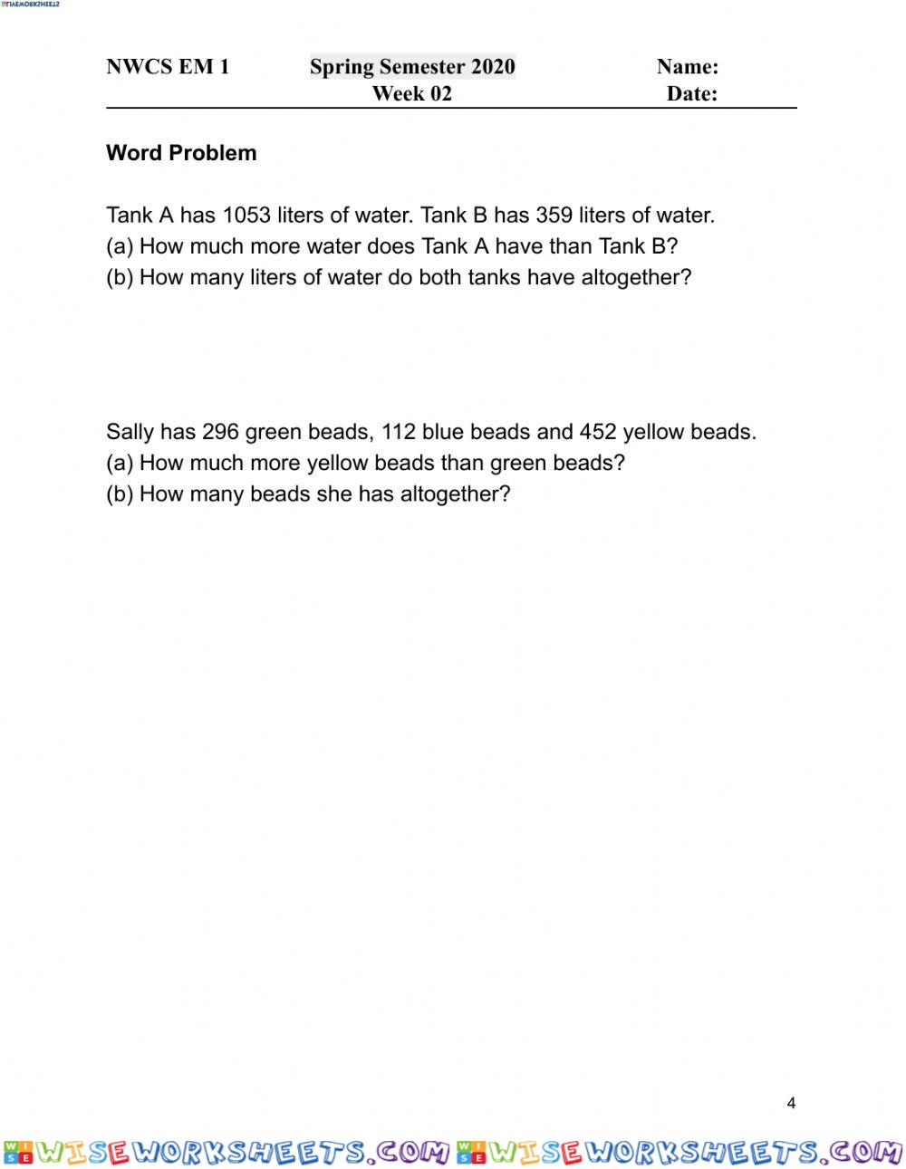 worksheet