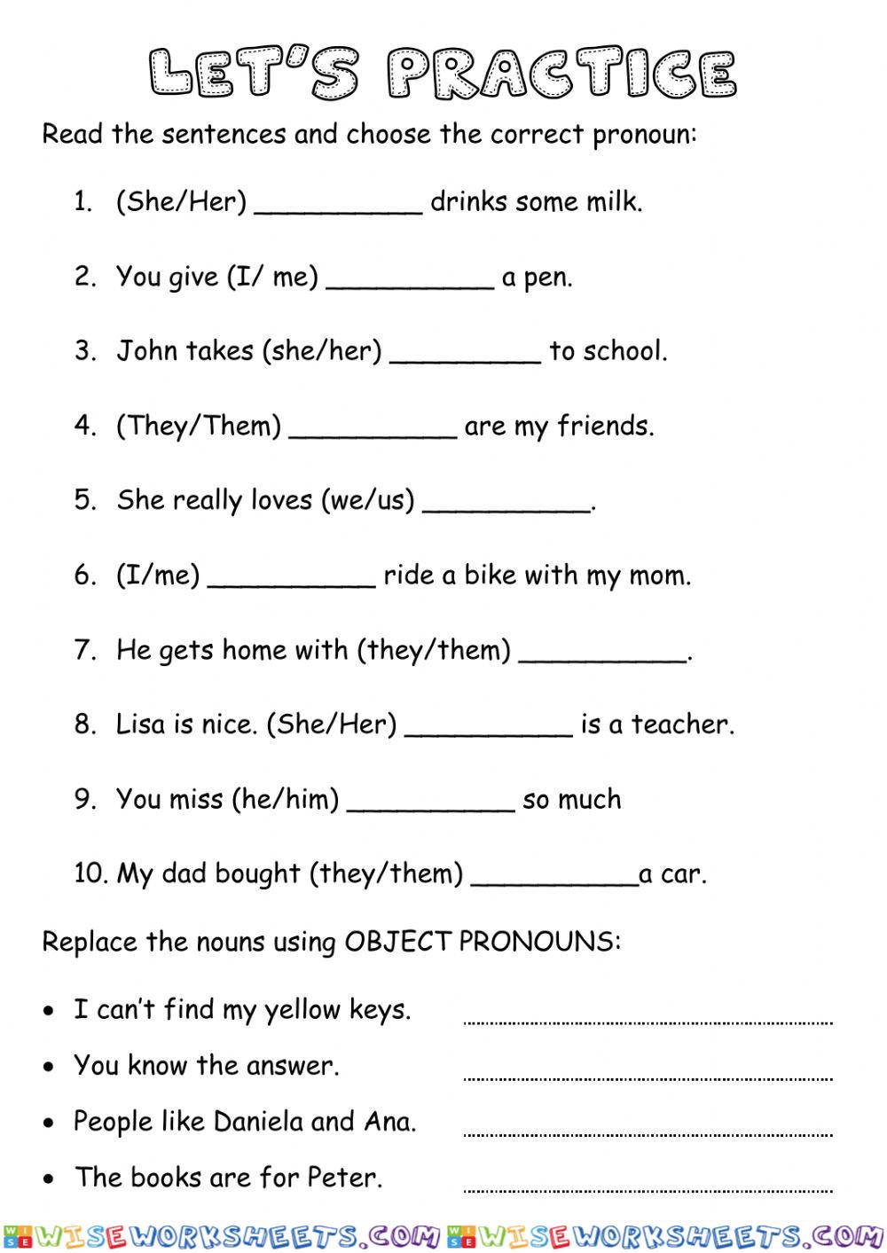 Object pronouns practice