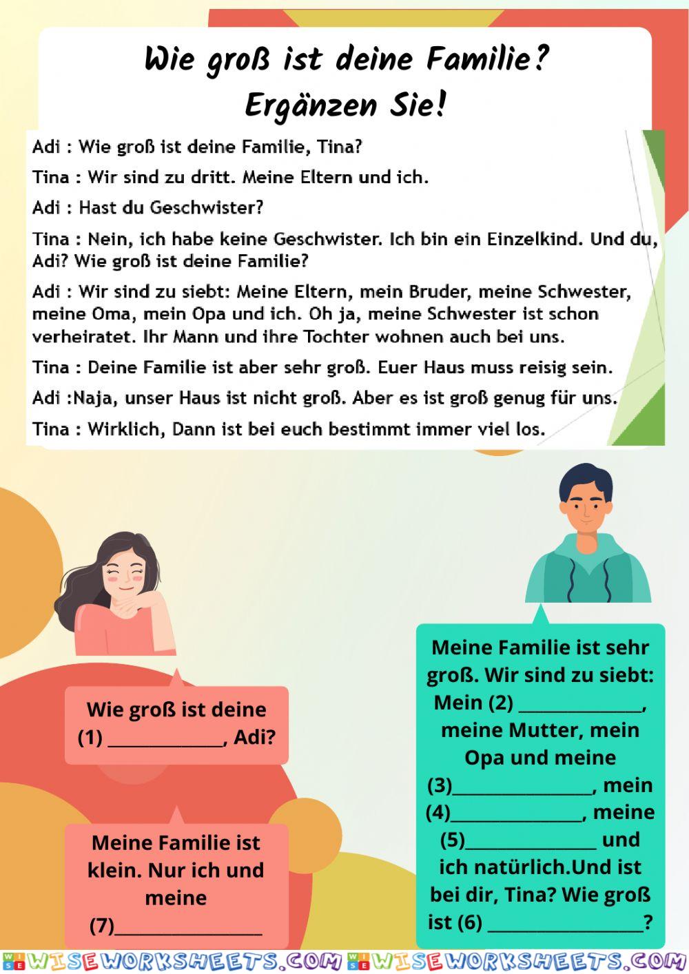 Leseverstehen - Meine Familie