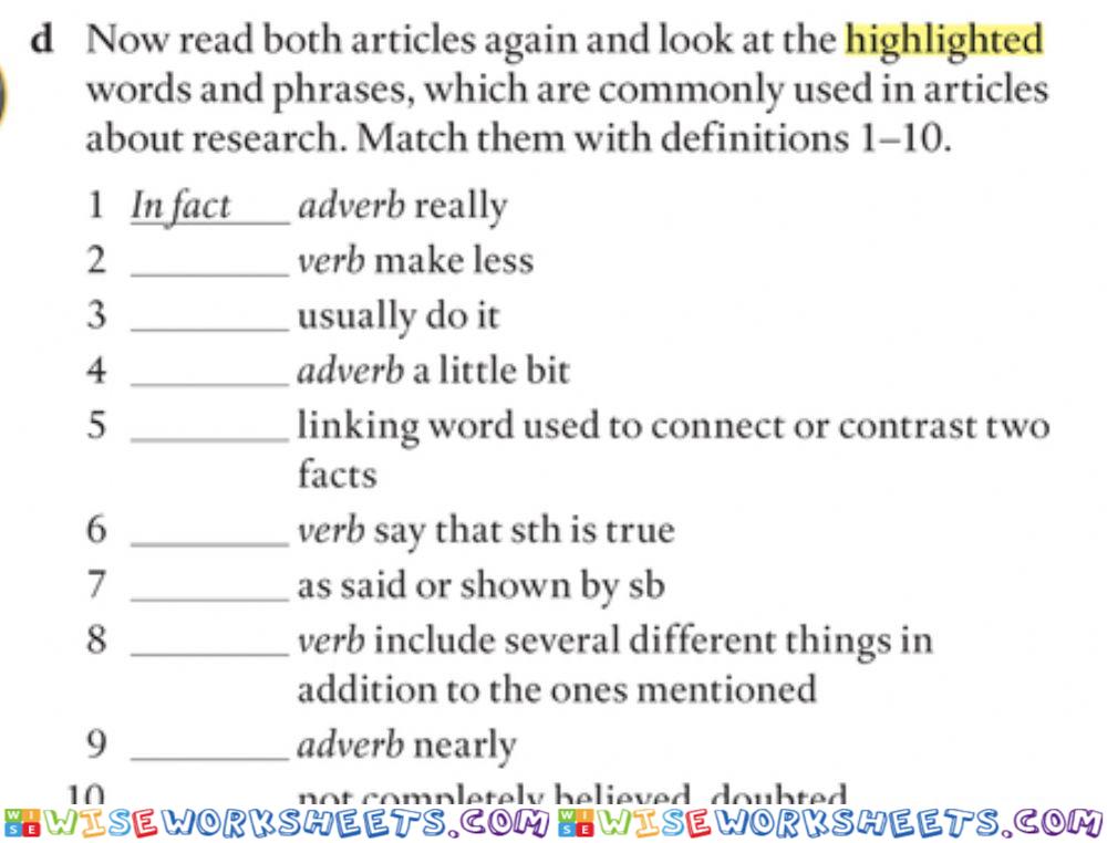 Reading Stereotypes - Page 28- Vocab