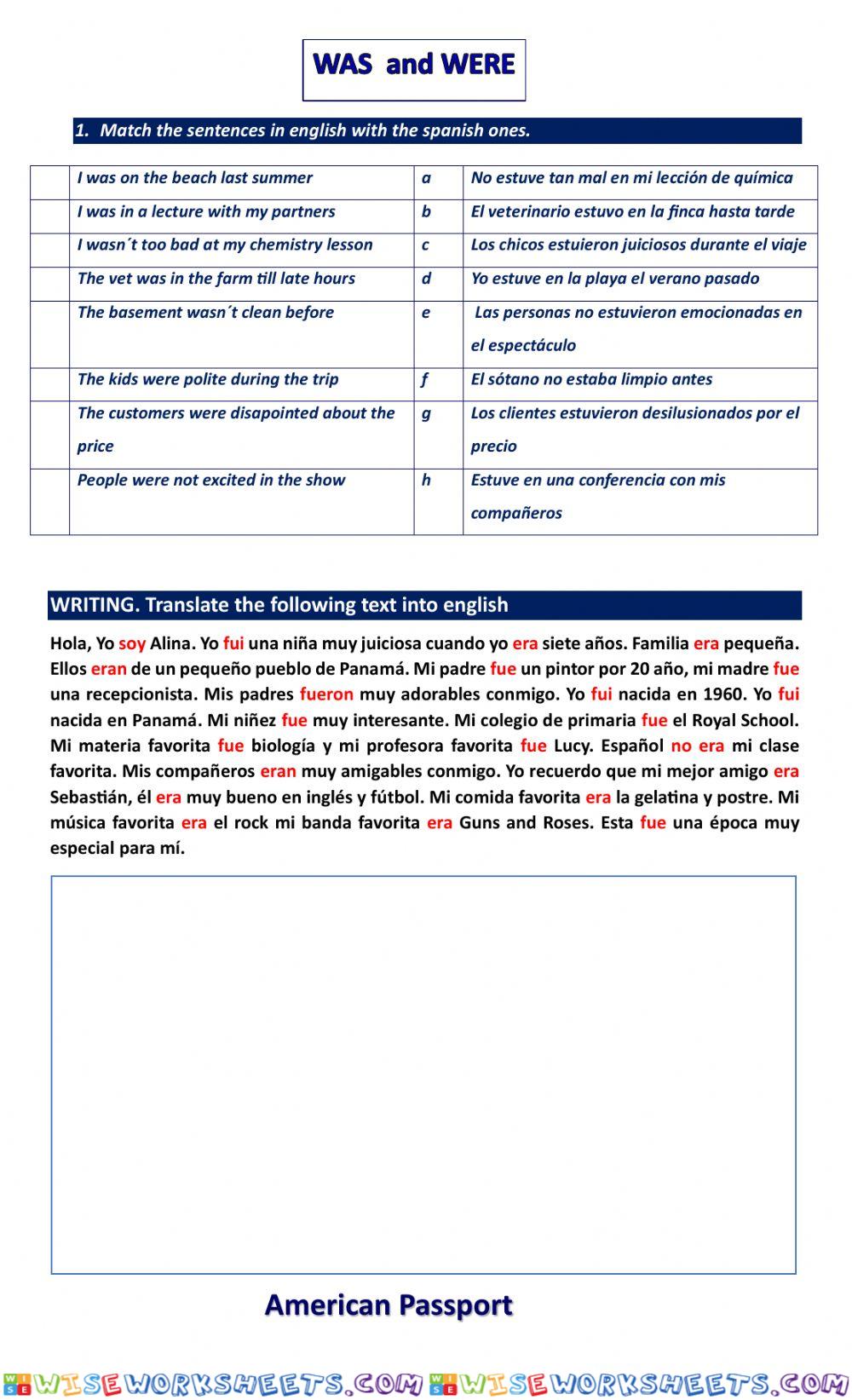 WAS and WERE. AMERPASSPORT