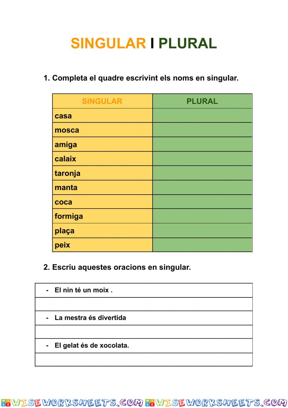 SINGULAR I PLURAL