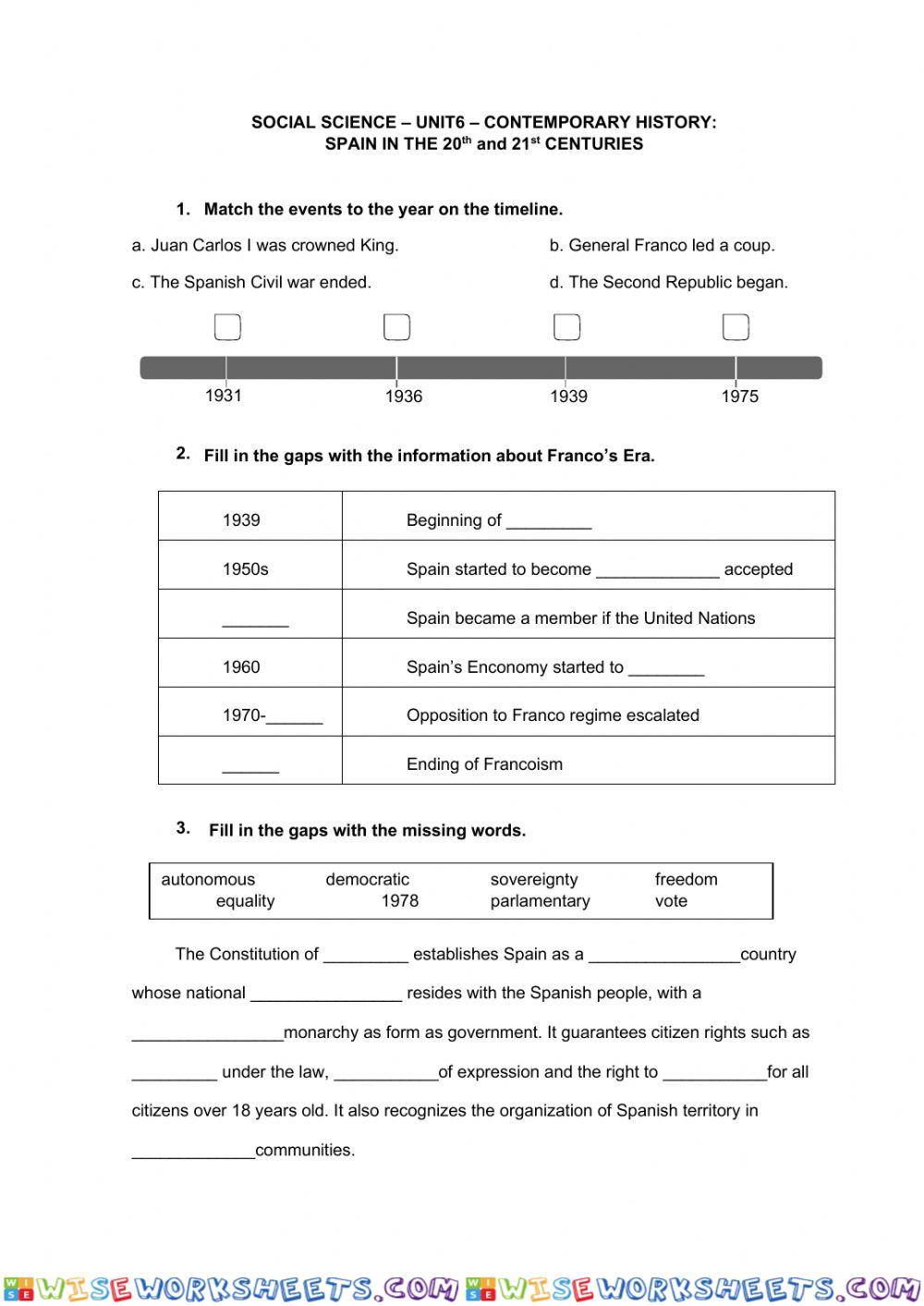 Social Science Unit 6 Activity 1