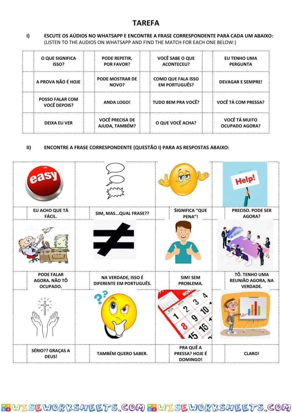 Tarefa - revisão de vocabulário