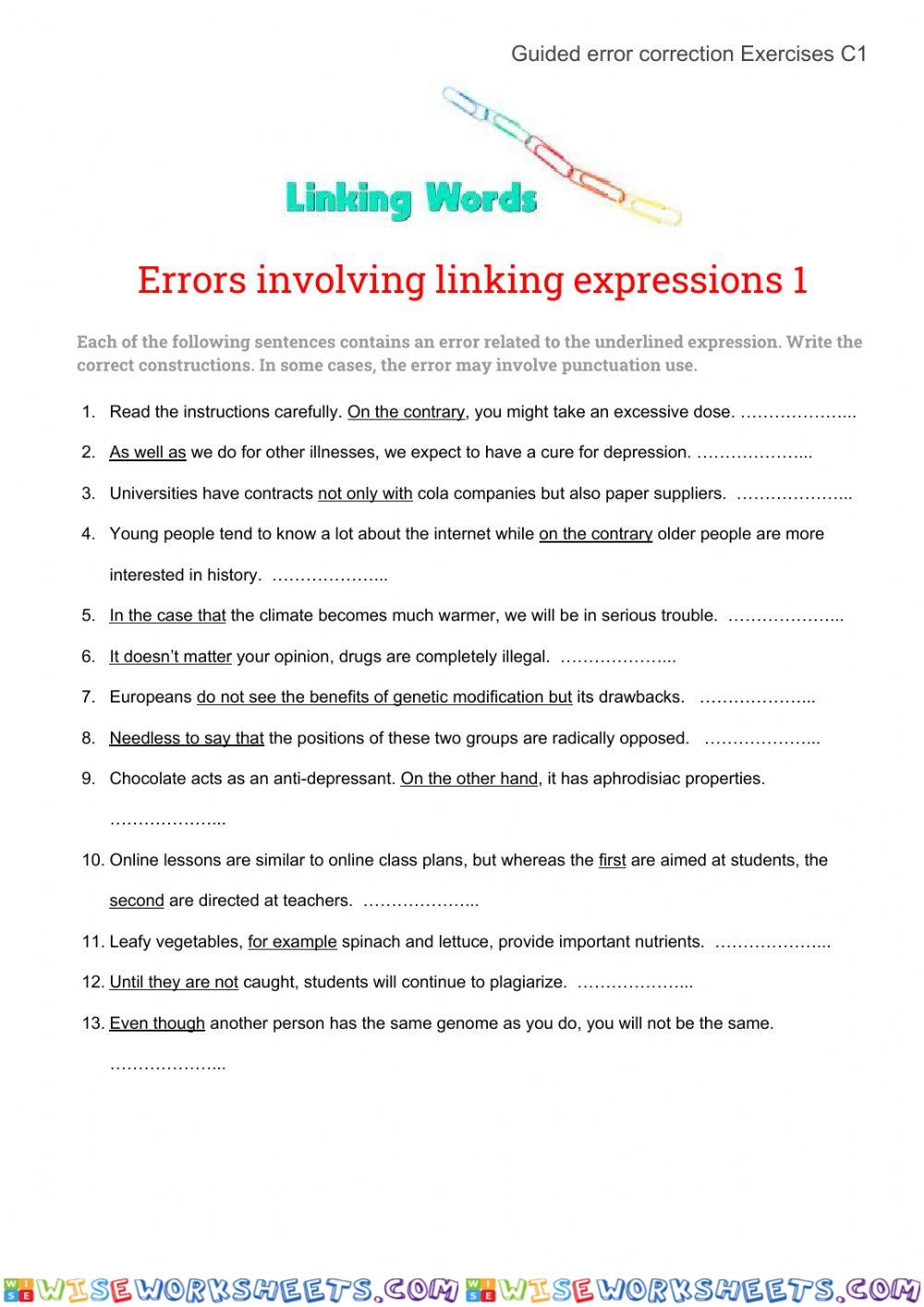 Errors involving linking expressions