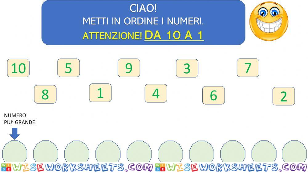 Numeri da 10 a 1