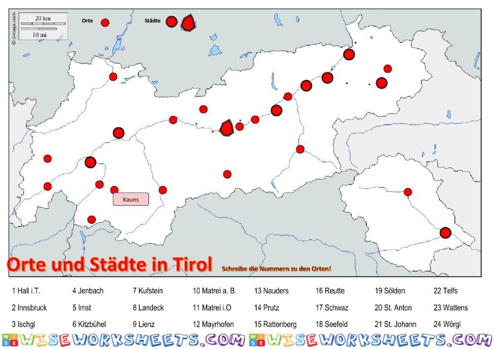 Orte und Städte in Tirol (Üben 2)