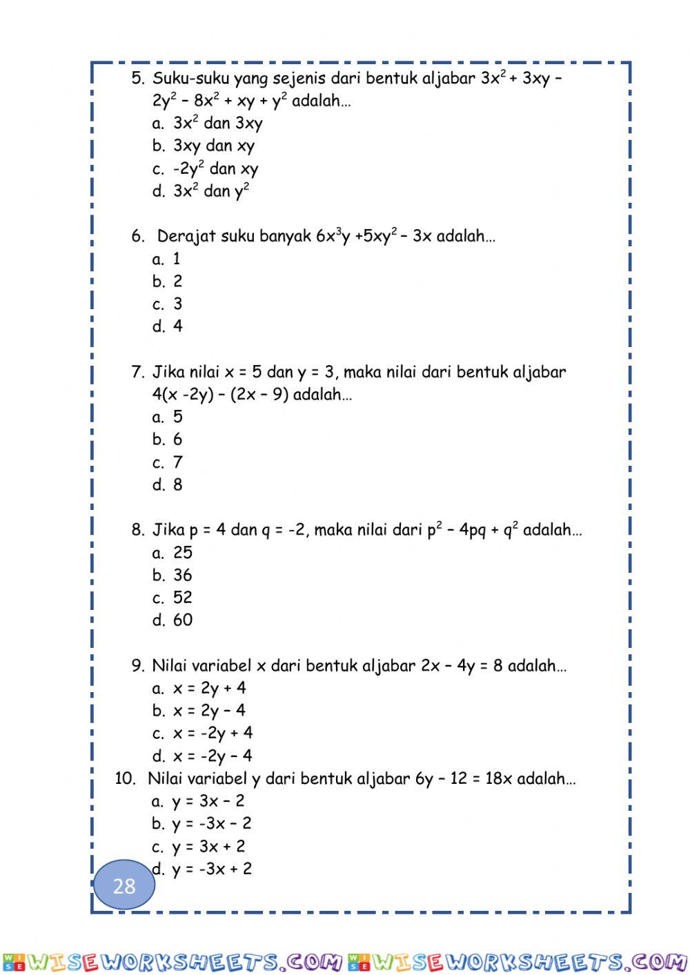 worksheet