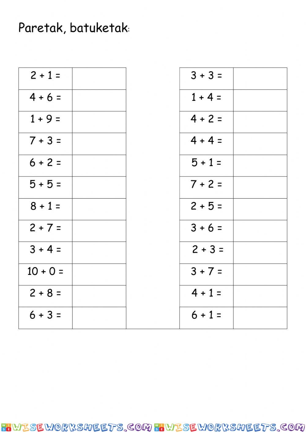 worksheet