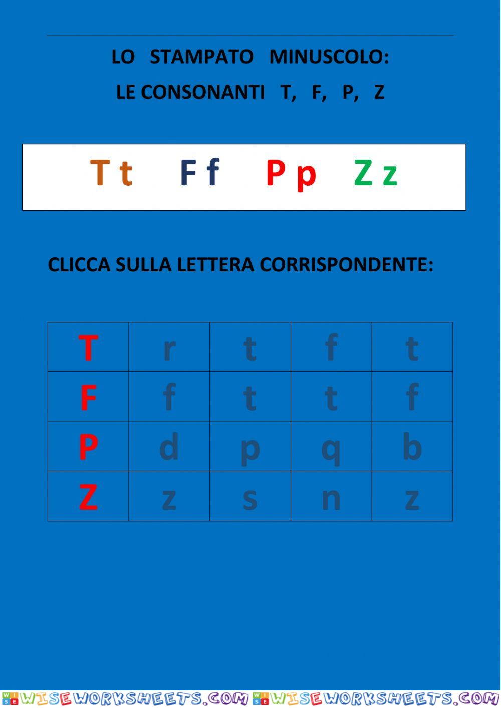 Lo stampato minuscolo: t, f, p, z