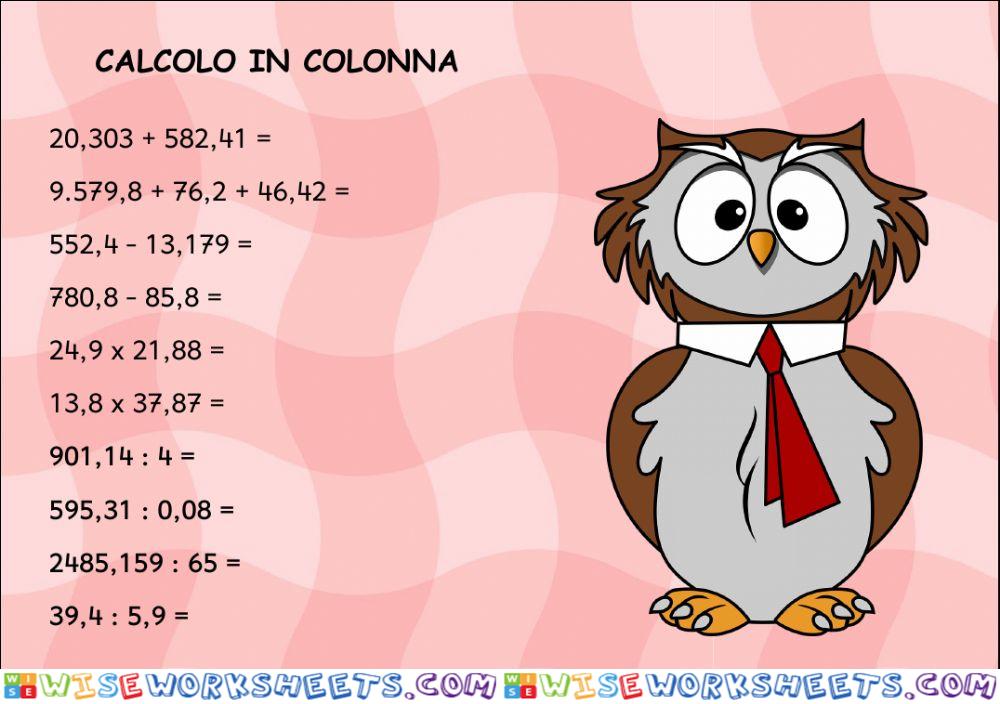 Calcolo in colonna 2