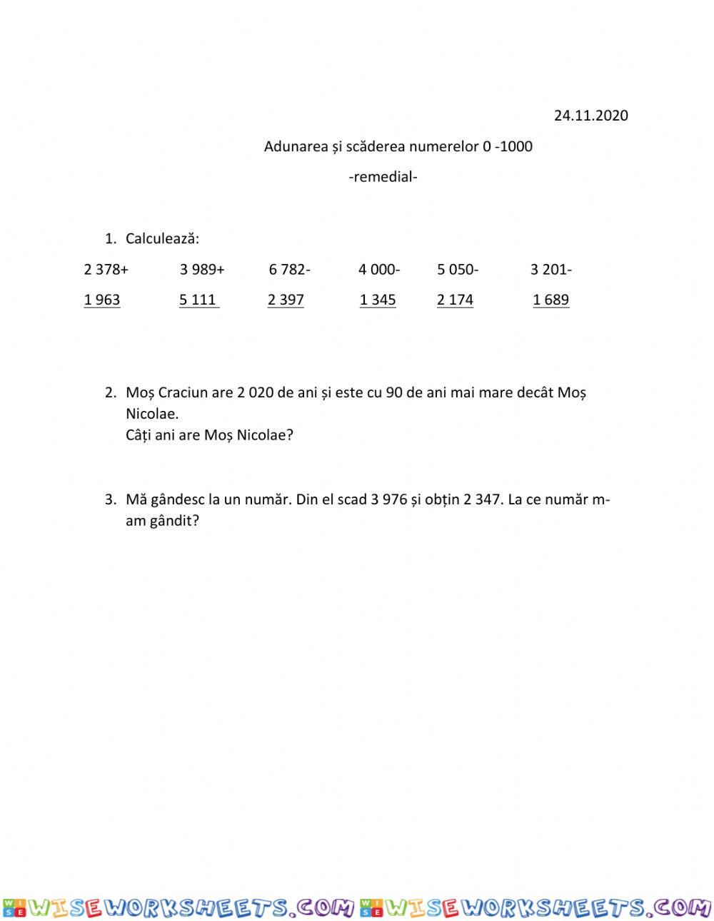 Nr. 0- 10 000 -calcul scris