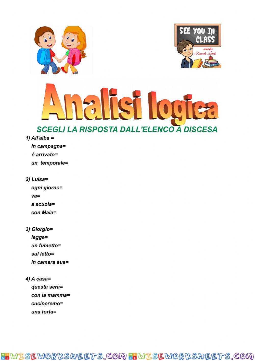 Analisi logica a scelta multipla