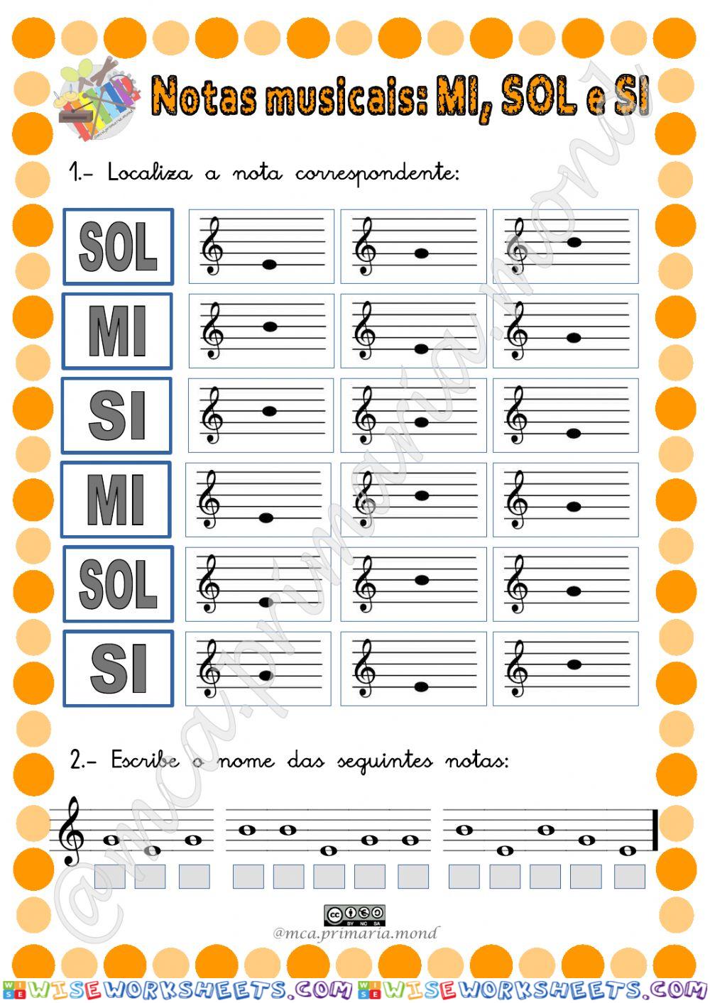 Notas: MI, SOL, SI