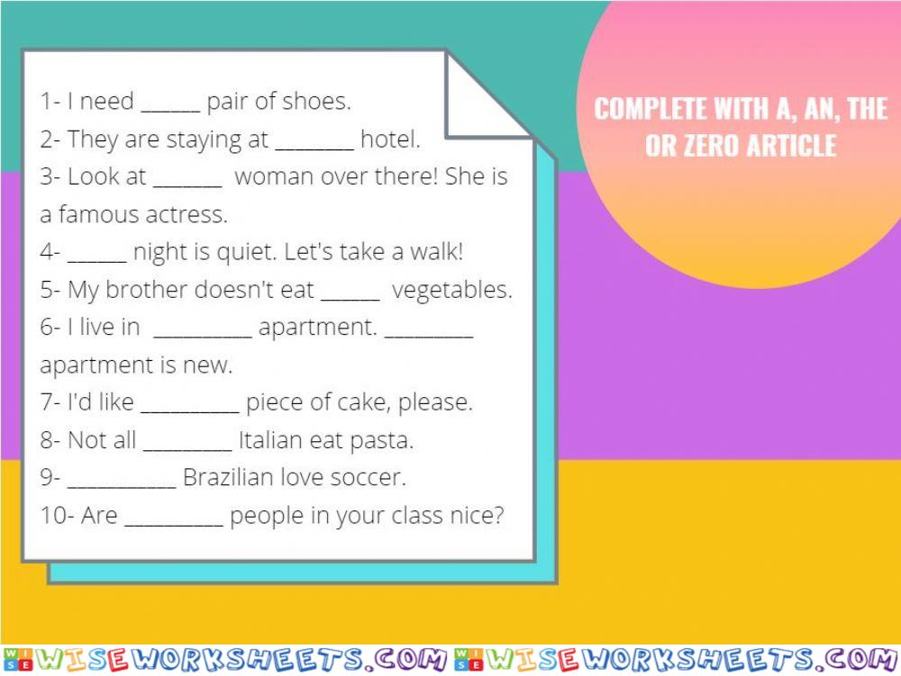 Definite and indefinite articles