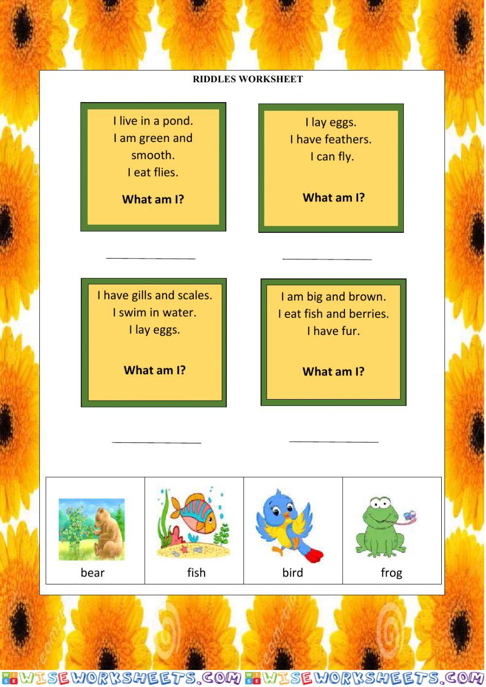 Riddles Worksheet