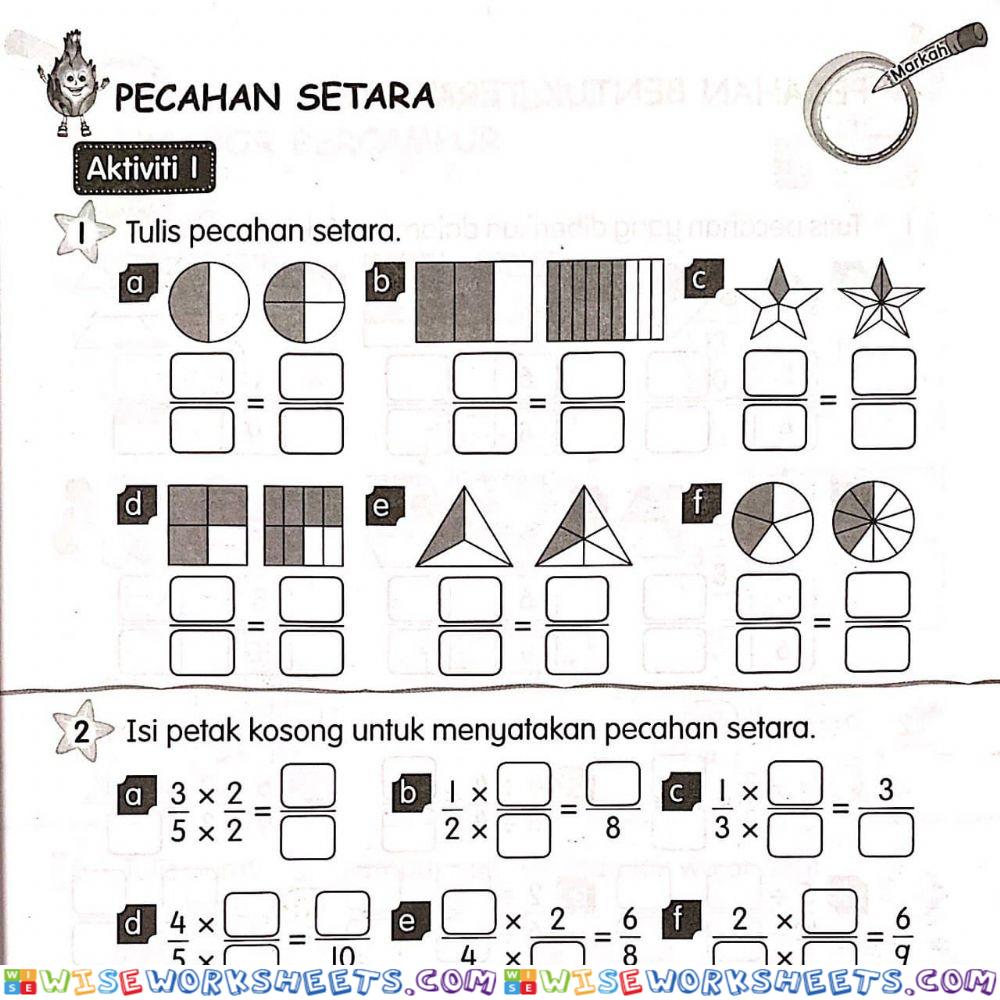 Matematik Tahun 3 Pecahan Setara