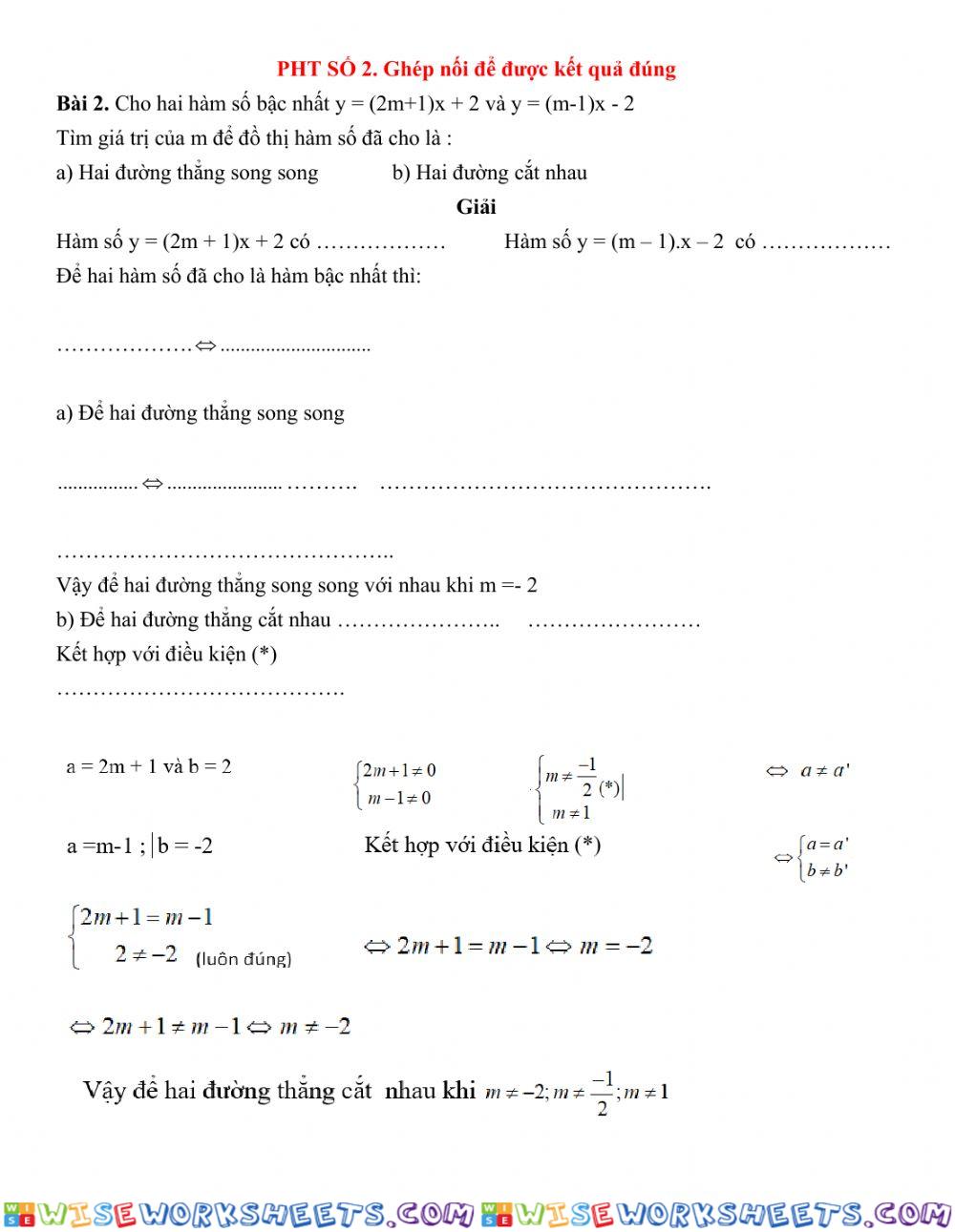 Toán 9-luyen tap duong thang song song cat nhau